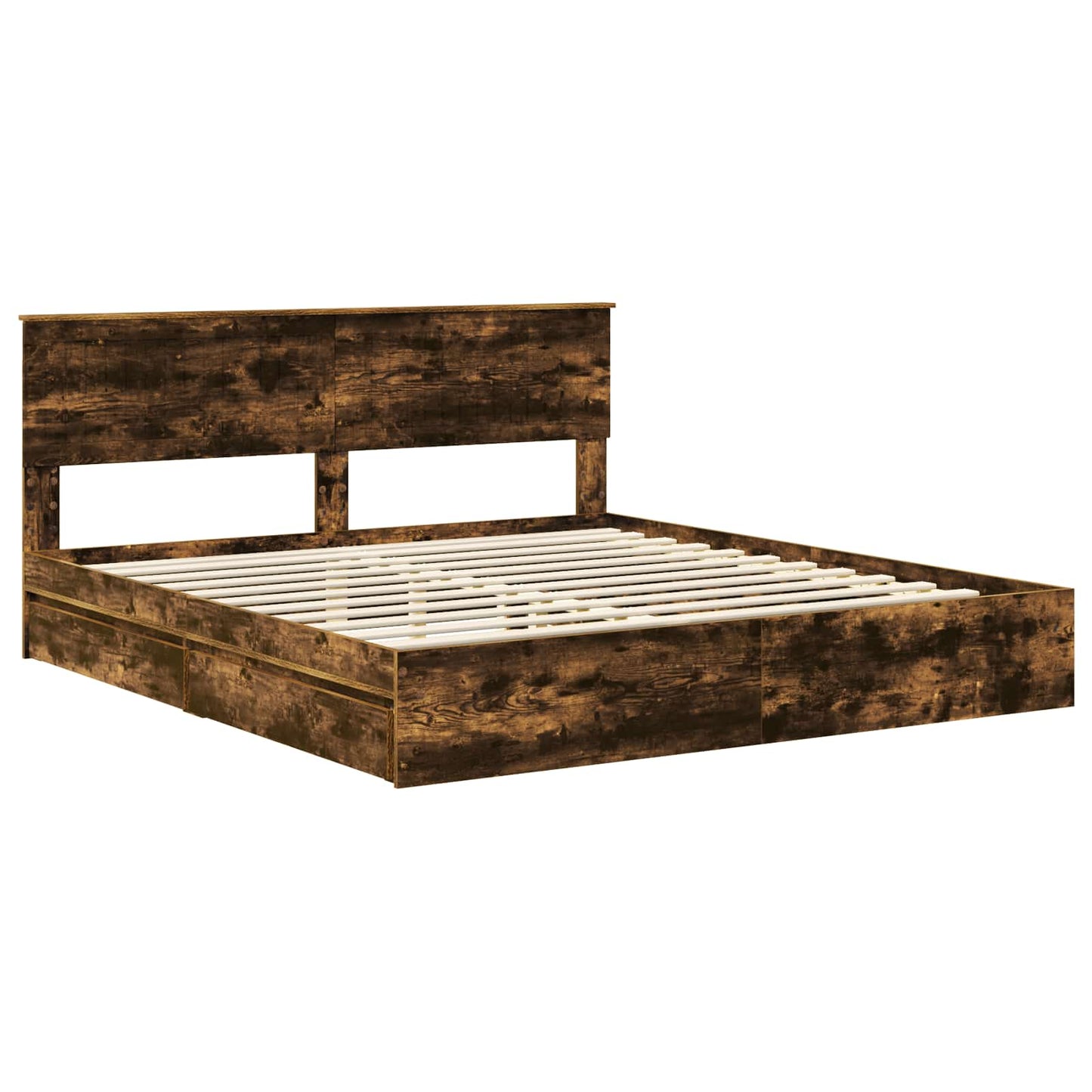vidaXL Κρεβάτι Αποθήκης Καπνιστό Δρύς 180 x 200 cm Επεξεργασμένο Ξύλο