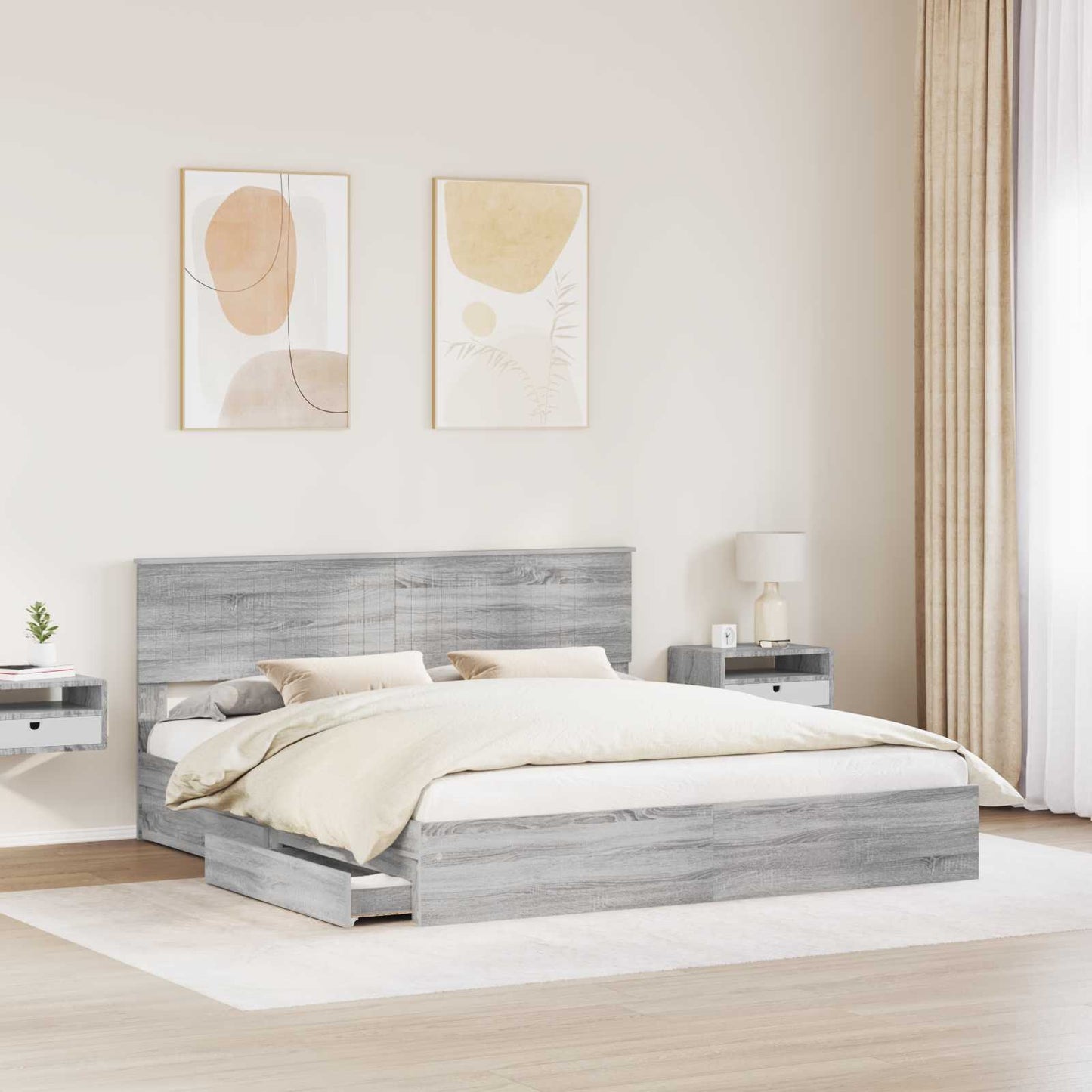 vidaXL Κρεβάτι Αποθήκης Γκρίζο Σονομα 180 x 200 cm Επεξεργασμένο ξύλο