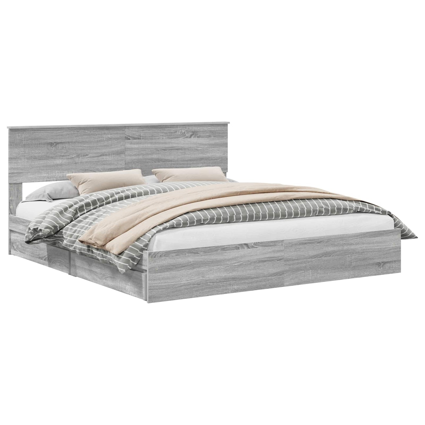 vidaXL Κρεβάτι Αποθήκης Γκρίζο Σονομα 180 x 200 cm Επεξεργασμένο ξύλο