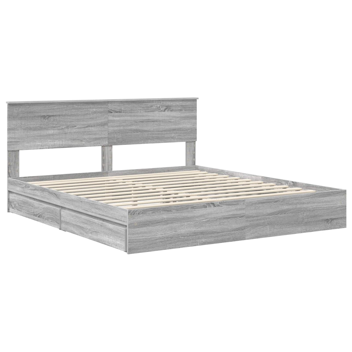 vidaXL Κρεβάτι Αποθήκης Γκρίζο Σονομα 180 x 200 cm Επεξεργασμένο ξύλο