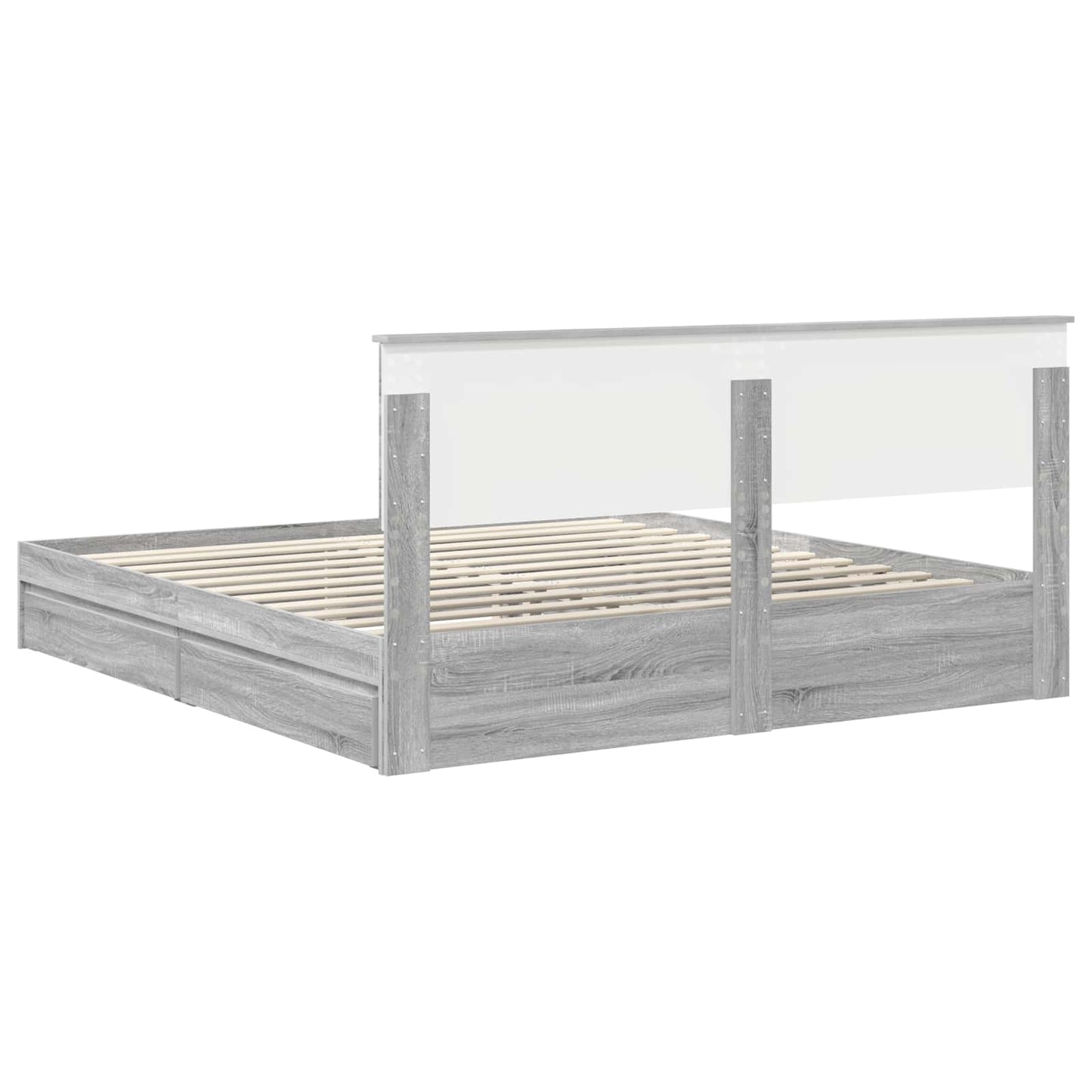 vidaXL Κρεβάτι Αποθήκης Γκρίζο Σονομα 180 x 200 cm Επεξεργασμένο ξύλο