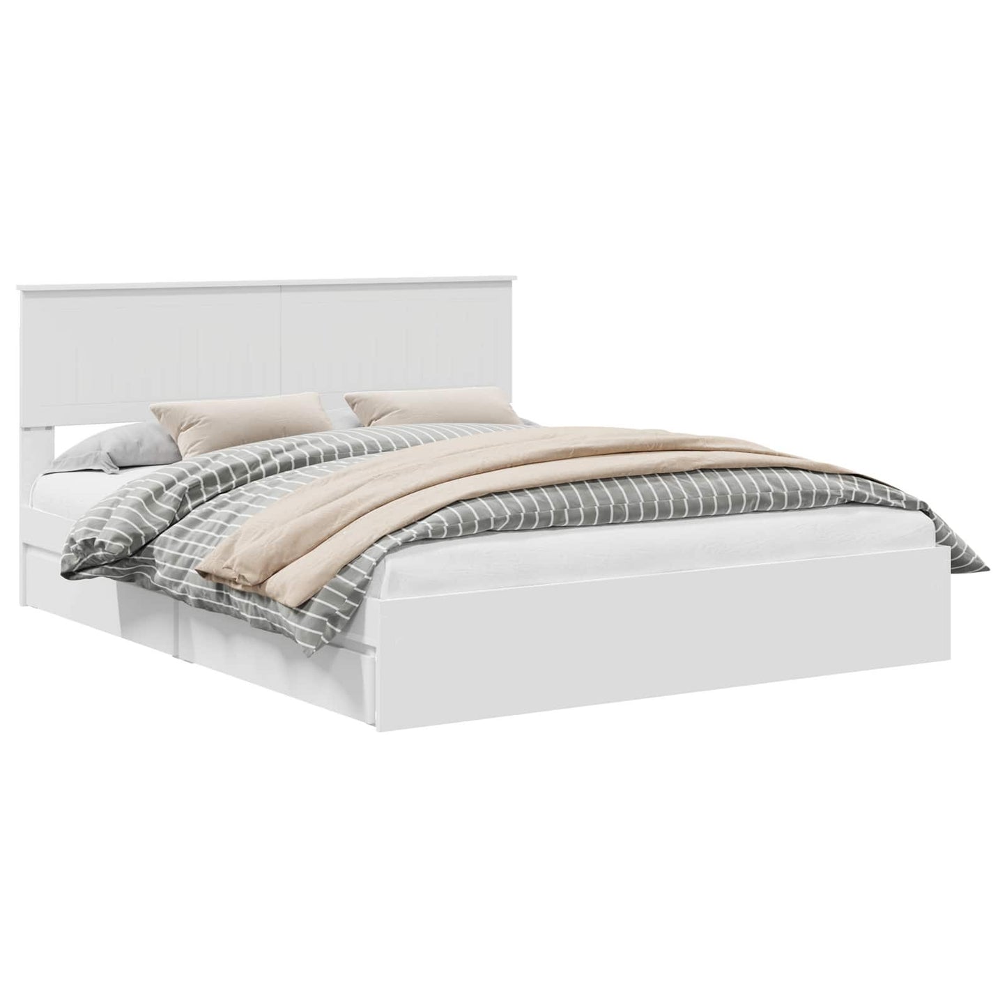vidaXL Κρεβάτι Αποθήκης Λευκό 160 x 200 cm Επεξεργασμένο ξύλο