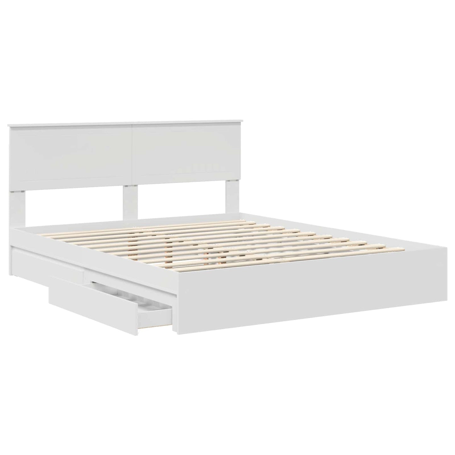 vidaXL Κρεβάτι Αποθήκης Λευκό 160 x 200 cm Επεξεργασμένο ξύλο