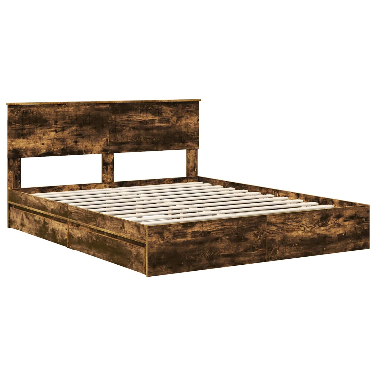 vidaXL Κρεβάτι Αποθήκης Καπνιστό Δρύς 160 x 200 cm Επεξεργασμένο Ξύλο