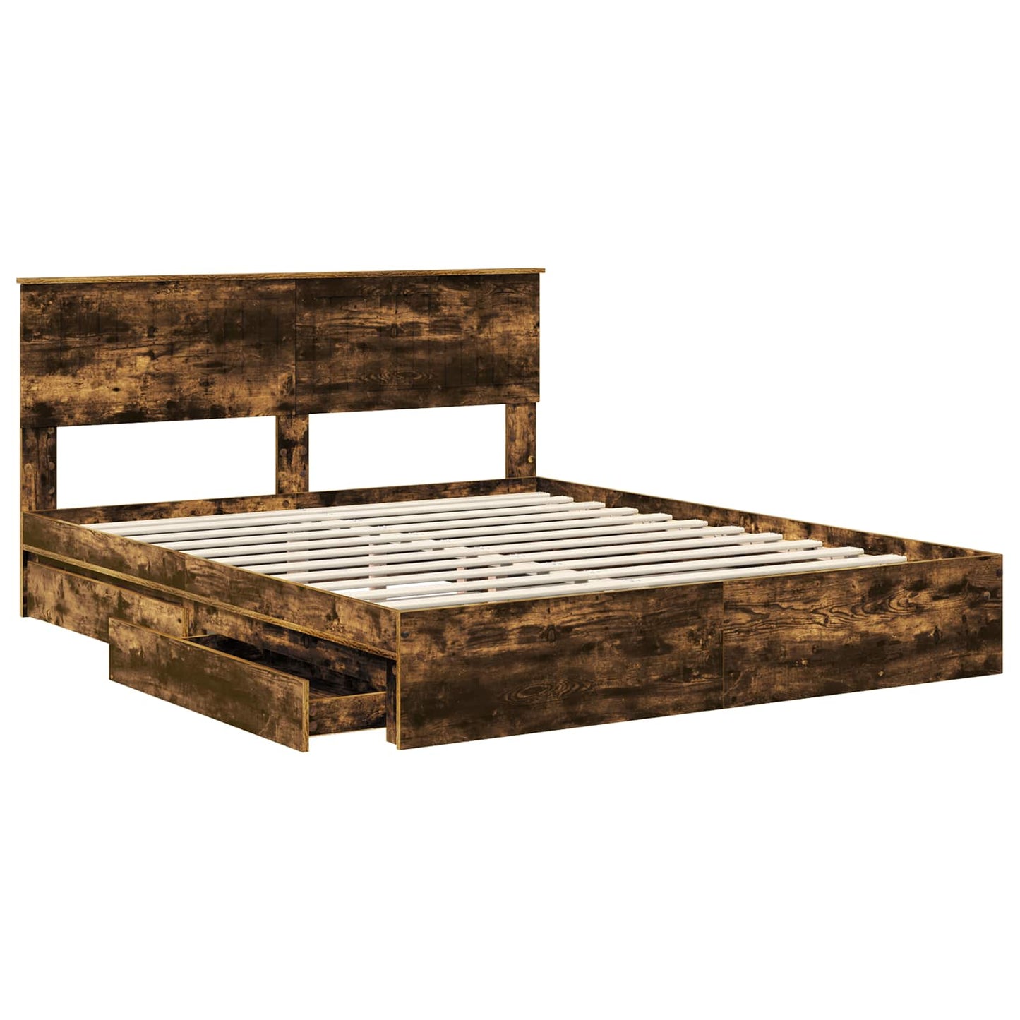 vidaXL Κρεβάτι Αποθήκης Καπνιστό Δρύς 160 x 200 cm Επεξεργασμένο Ξύλο
