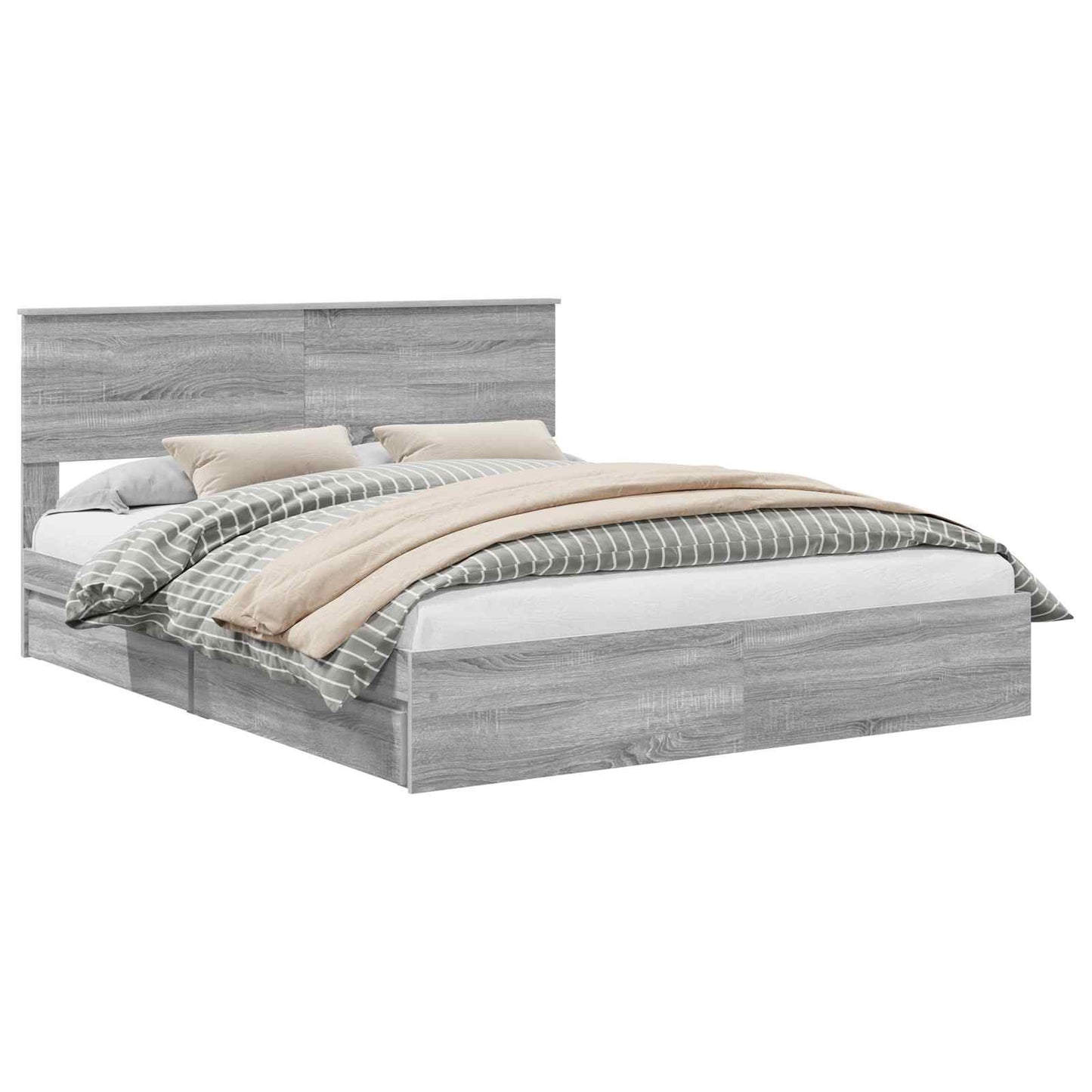vidaXL Κρεβάτι Αποθήκης Γκρίζο Σονομα 160 x 200 cm Επεξεργασμένο Ξύλο