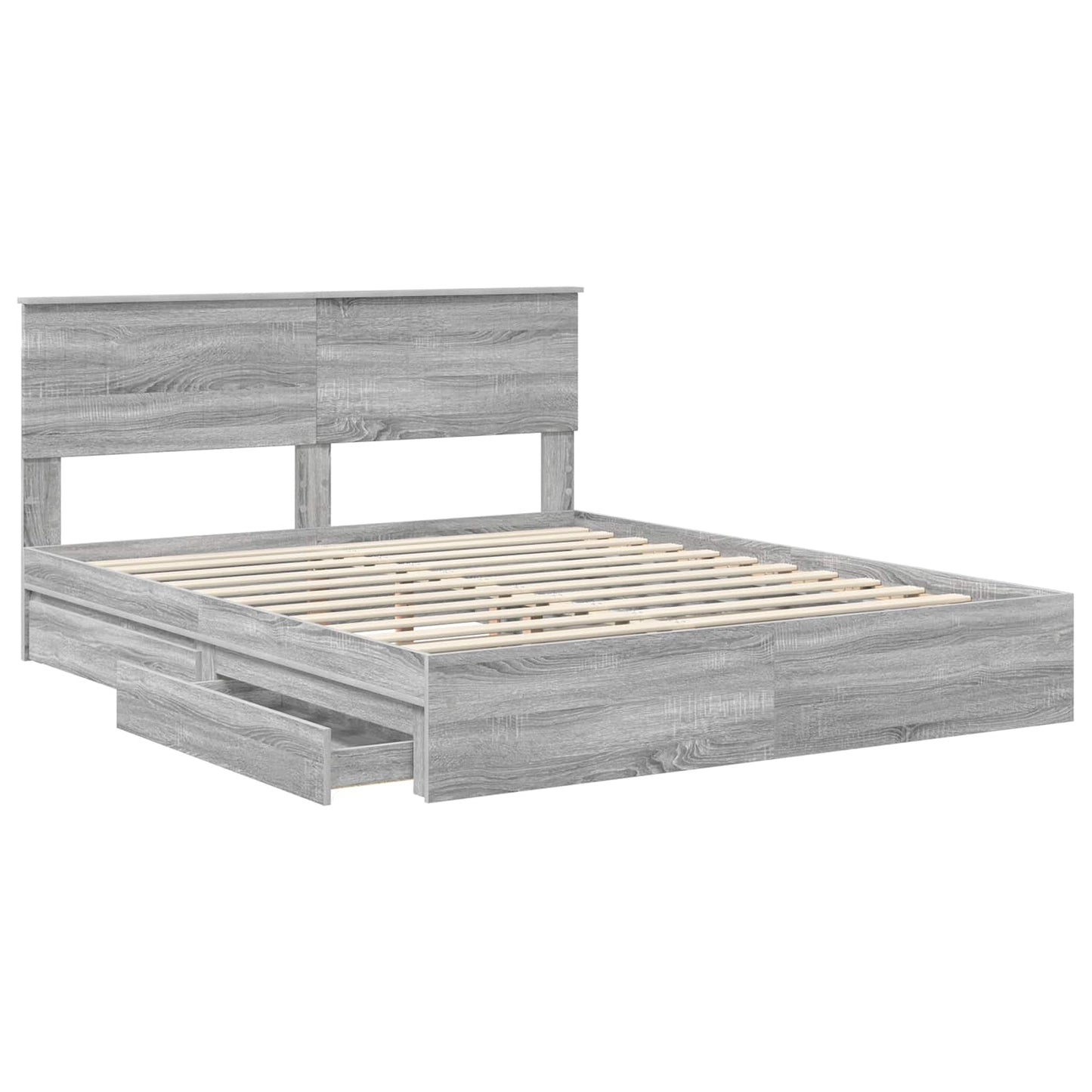 vidaXL Κρεβάτι Αποθήκης Γκρίζο Σονομα 160 x 200 cm Επεξεργασμένο Ξύλο