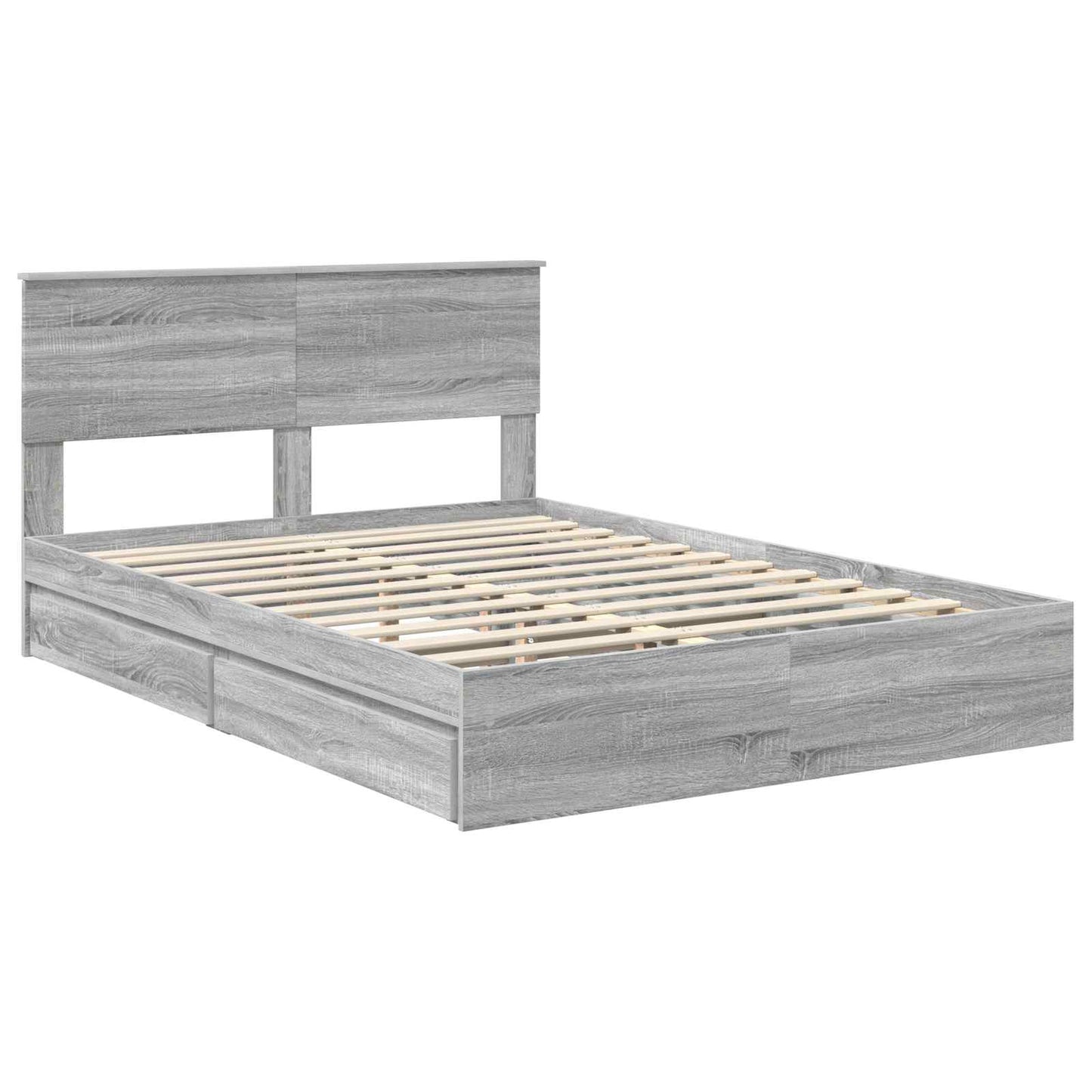 vidaXL Κρεβάτι Αποθήκης Γκρίζο Σονομα 140 x 200 cm Επεξεργασμένο Ξύλο