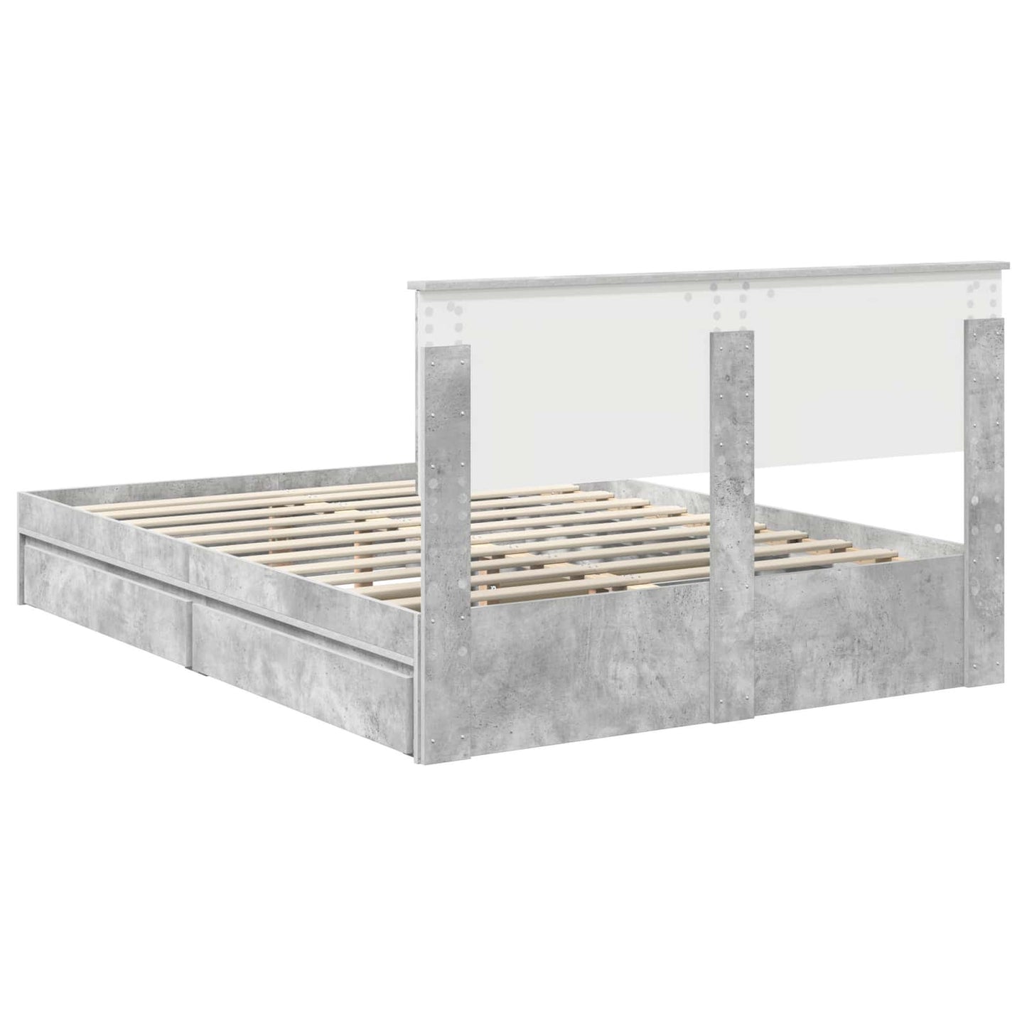 vidaXL Κρεβάτι Αποθήκης Σκυρόδεμα Γκρι 135 x 190 cm Επεξεργασμένο ξύλο