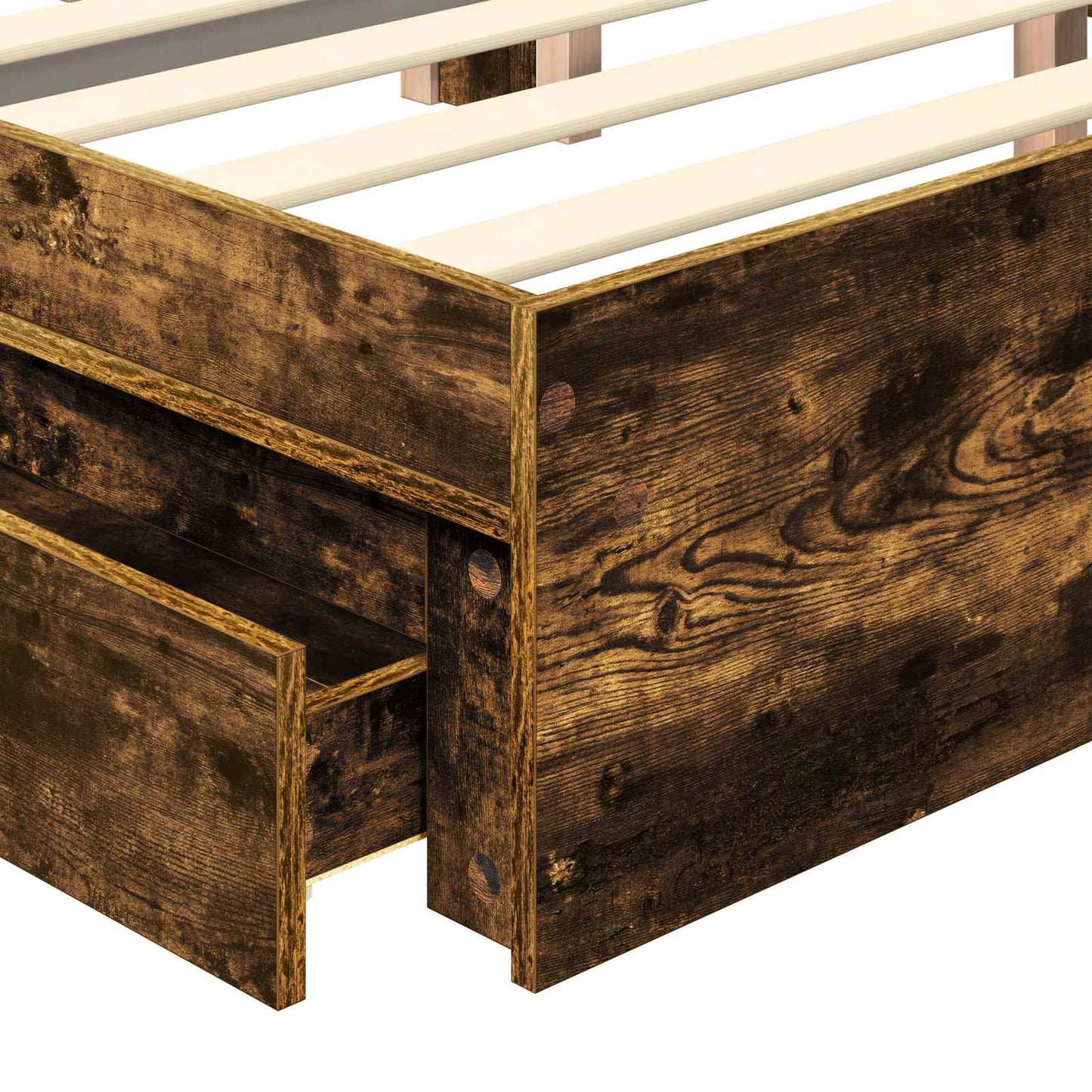 vidaXL Κρεβάτι Αποθήκης Καπνιστό Δρύς 135 x 190 cm Επεξεργασμένο Ξύλο