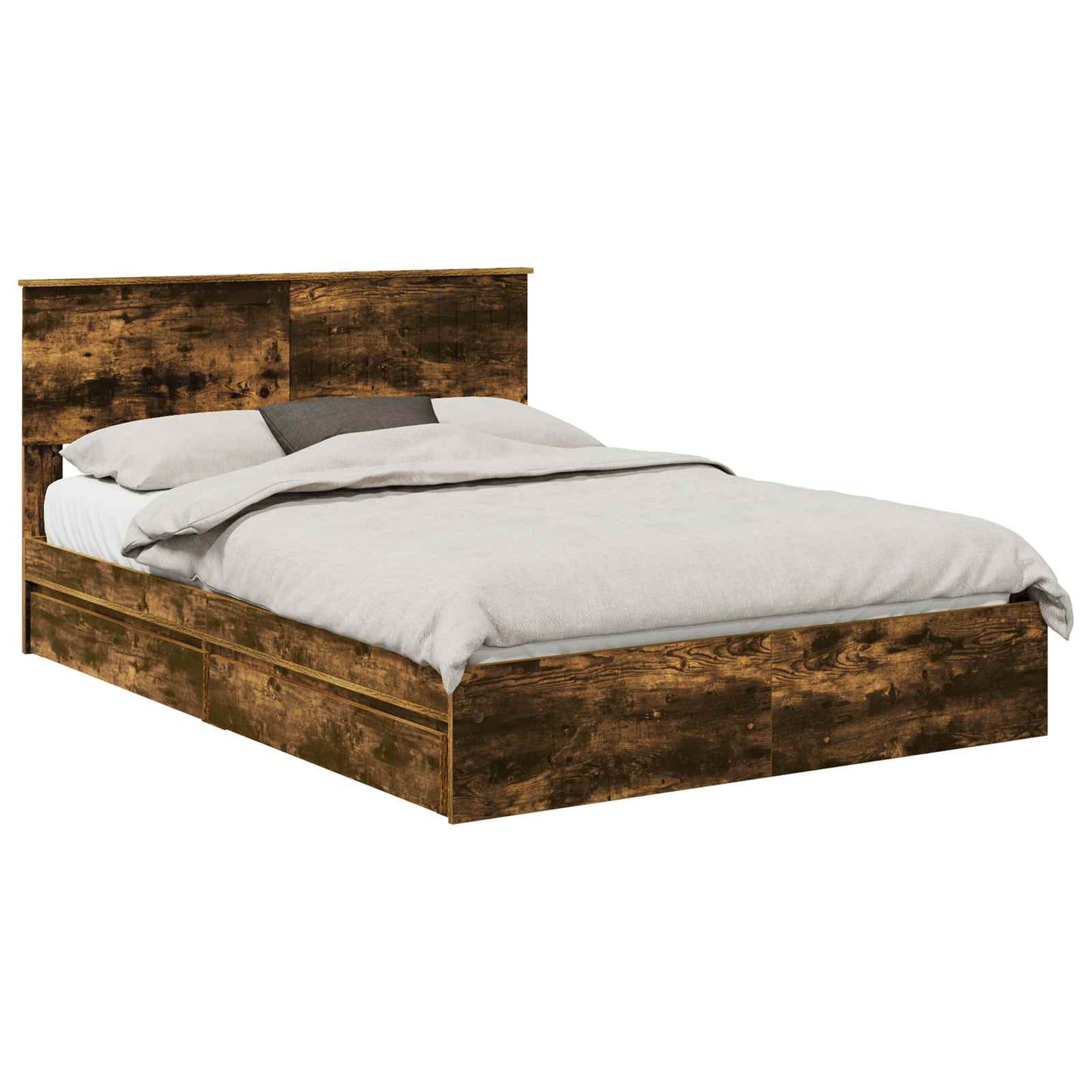 vidaXL Κρεβάτι Αποθήκης Καπνιστό Δρύς 135 x 190 cm Επεξεργασμένο Ξύλο