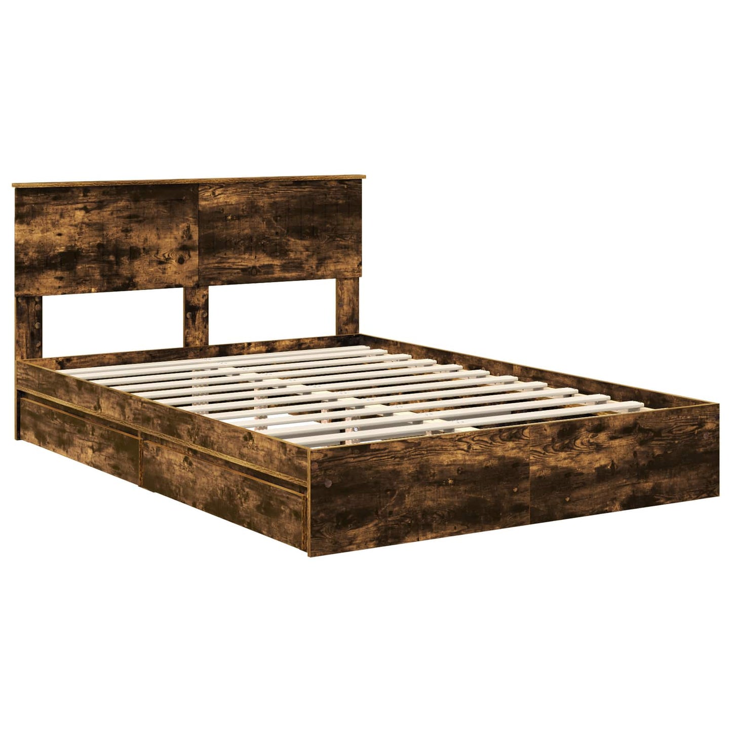 vidaXL Κρεβάτι Αποθήκης Καπνιστό Δρύς 135 x 190 cm Επεξεργασμένο Ξύλο
