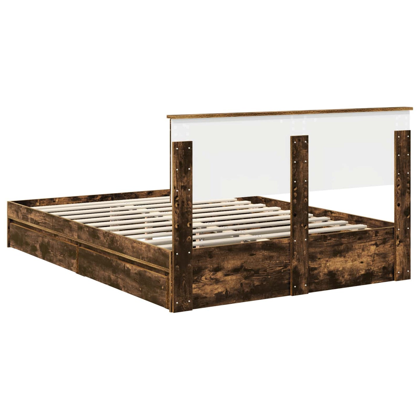 vidaXL Κρεβάτι Αποθήκης Καπνιστό Δρύς 135 x 190 cm Επεξεργασμένο Ξύλο