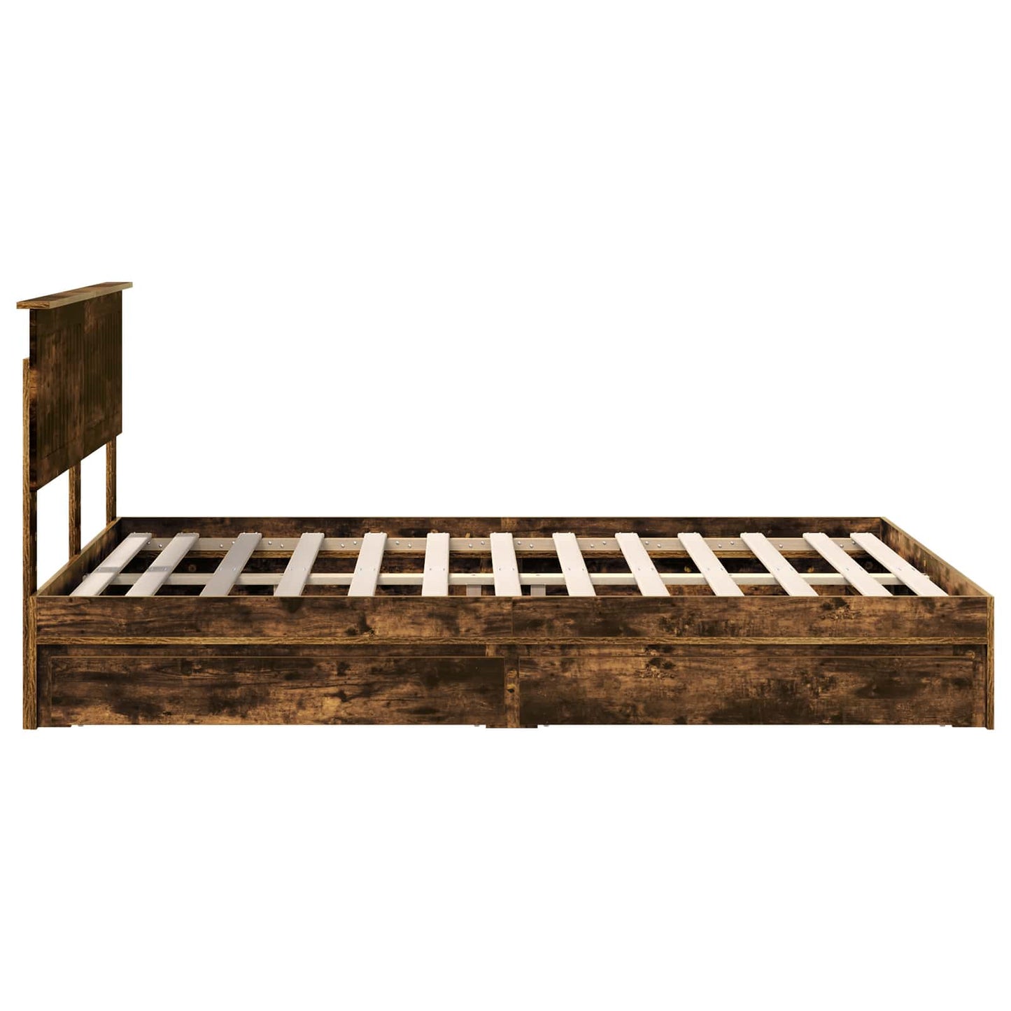 vidaXL Κρεβάτι Αποθήκης Καπνιστό Δρύς 135 x 190 cm Επεξεργασμένο Ξύλο