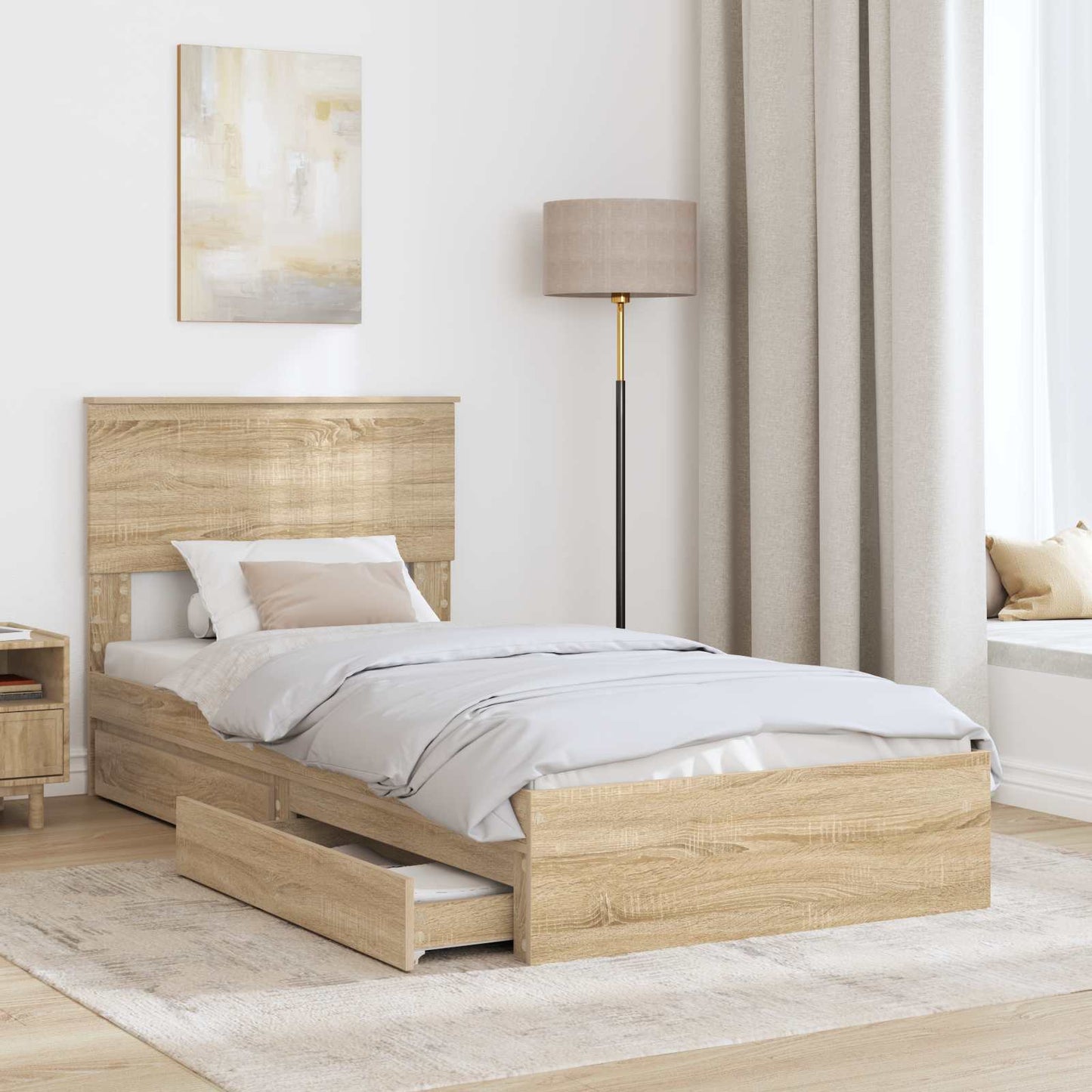 vidaXL Κρεβάτι Αποθήκης Δρύς Sonoma 90 x 190 cm Επεξεργασμένο ξύλο
