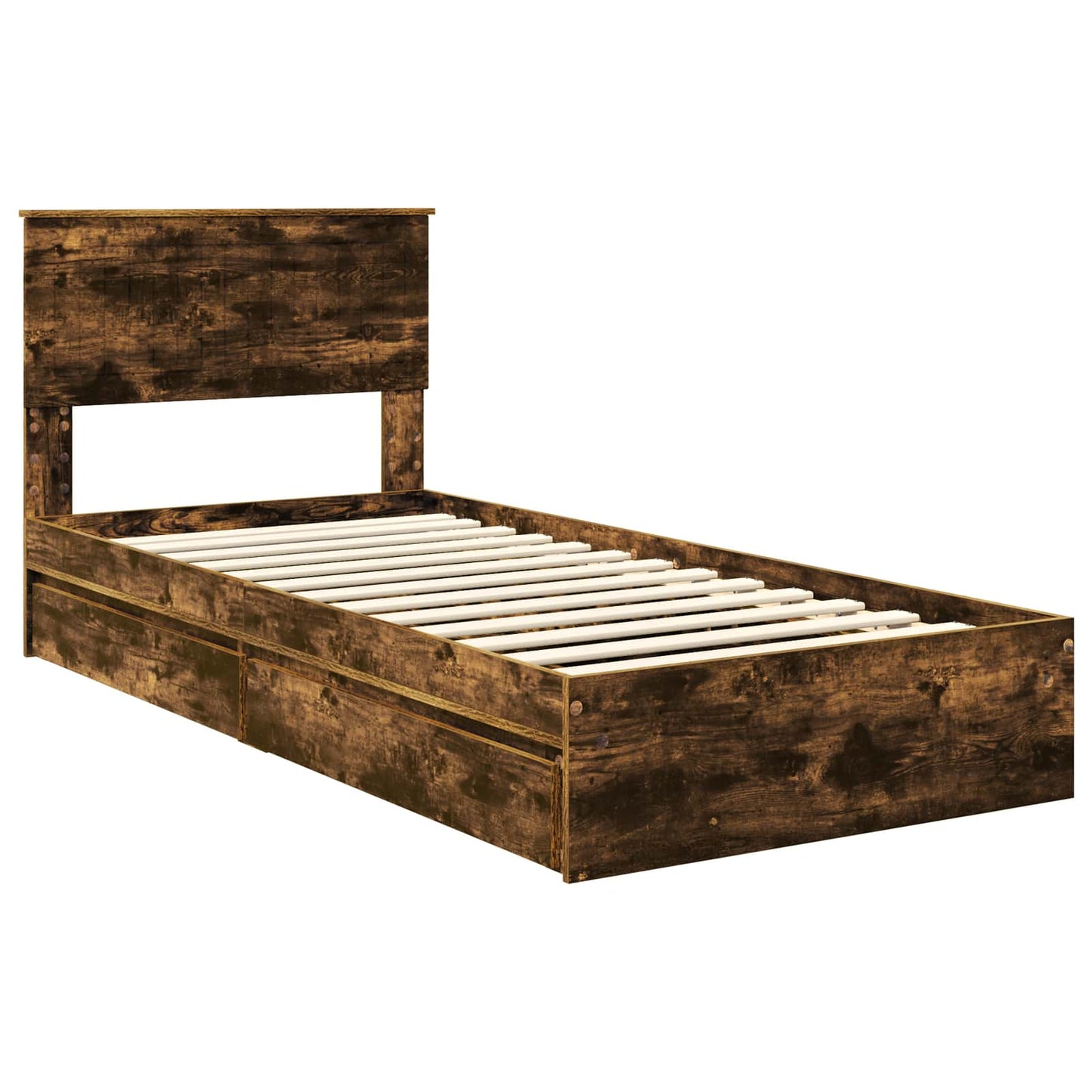 vidaXL Κρεβάτι Αποθήκης Καπνιστό Δρύς 90 x 190 cm Επεξεργασμένο Ξύλο