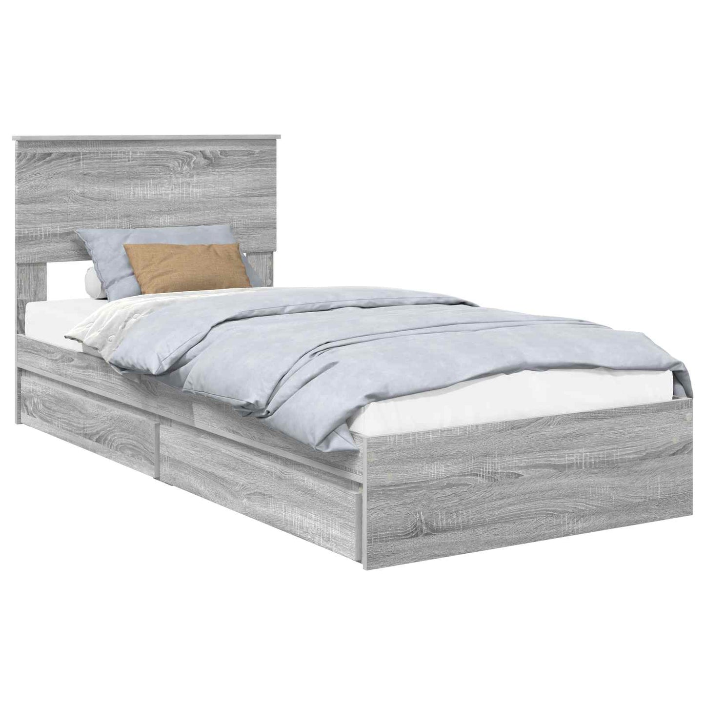 vidaXL Κρεβάτι Αποθήκης Γκρίζο Σονομα 90 x 190 cm Επεξεργασμένο Ξύλο