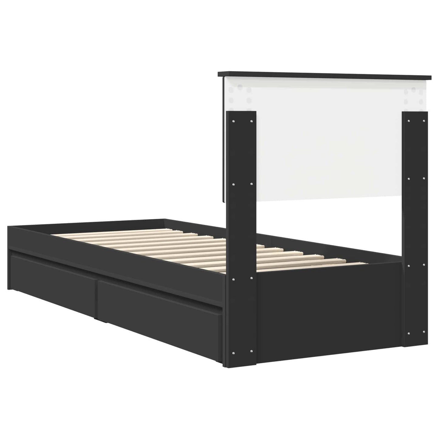 vidaXL Κρεβάτι Αποθήκης Μαύρο 75 x 190 cm Επεξεργασμένο ξύλο