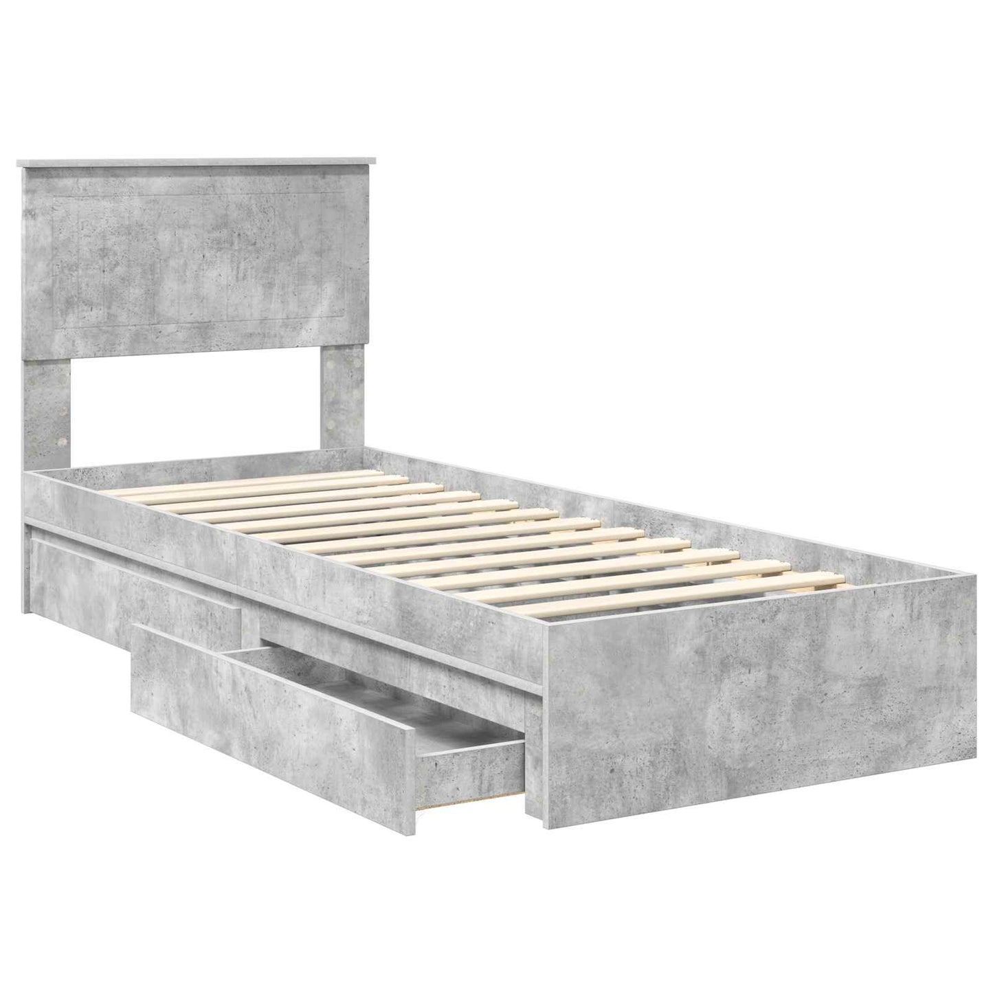 vidaXL Κρεβάτι Αποθήκης Σκυρόδεμα Γκρι 75 x 190 cm Επεξεργασμένο ξύλο