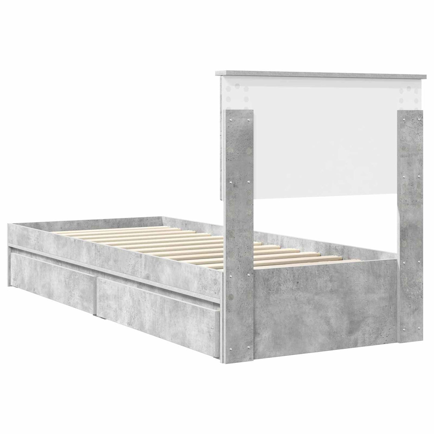 vidaXL Κρεβάτι Αποθήκης Σκυρόδεμα Γκρι 75 x 190 cm Επεξεργασμένο ξύλο