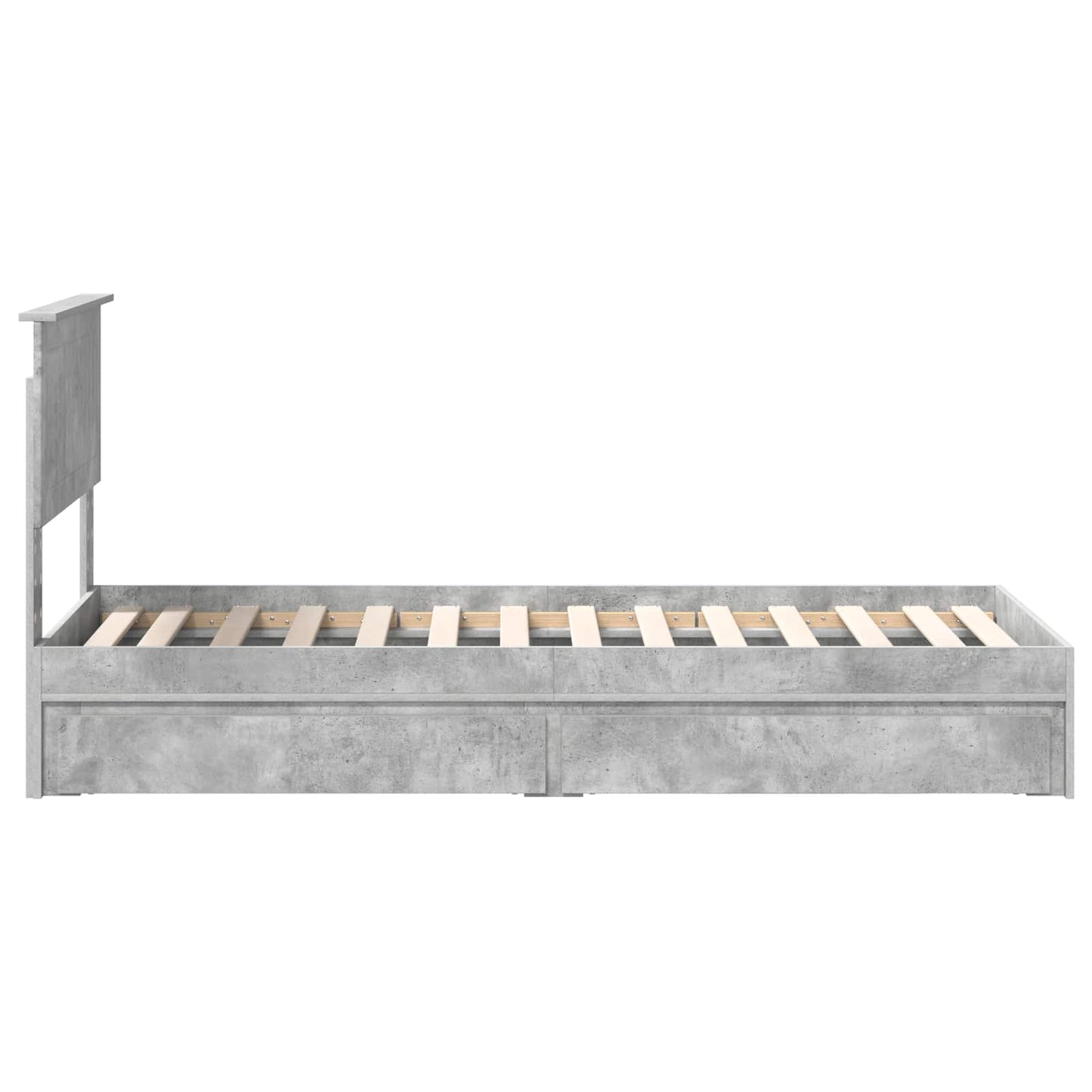vidaXL Κρεβάτι Αποθήκης Σκυρόδεμα Γκρι 75 x 190 cm Επεξεργασμένο ξύλο