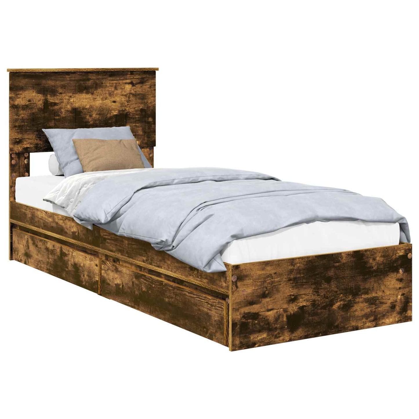 vidaXL Κρεβάτι Αποθήκης Καπνιστό Δρύς 75 x 190 cm Επεξεργασμένο Ξύλο