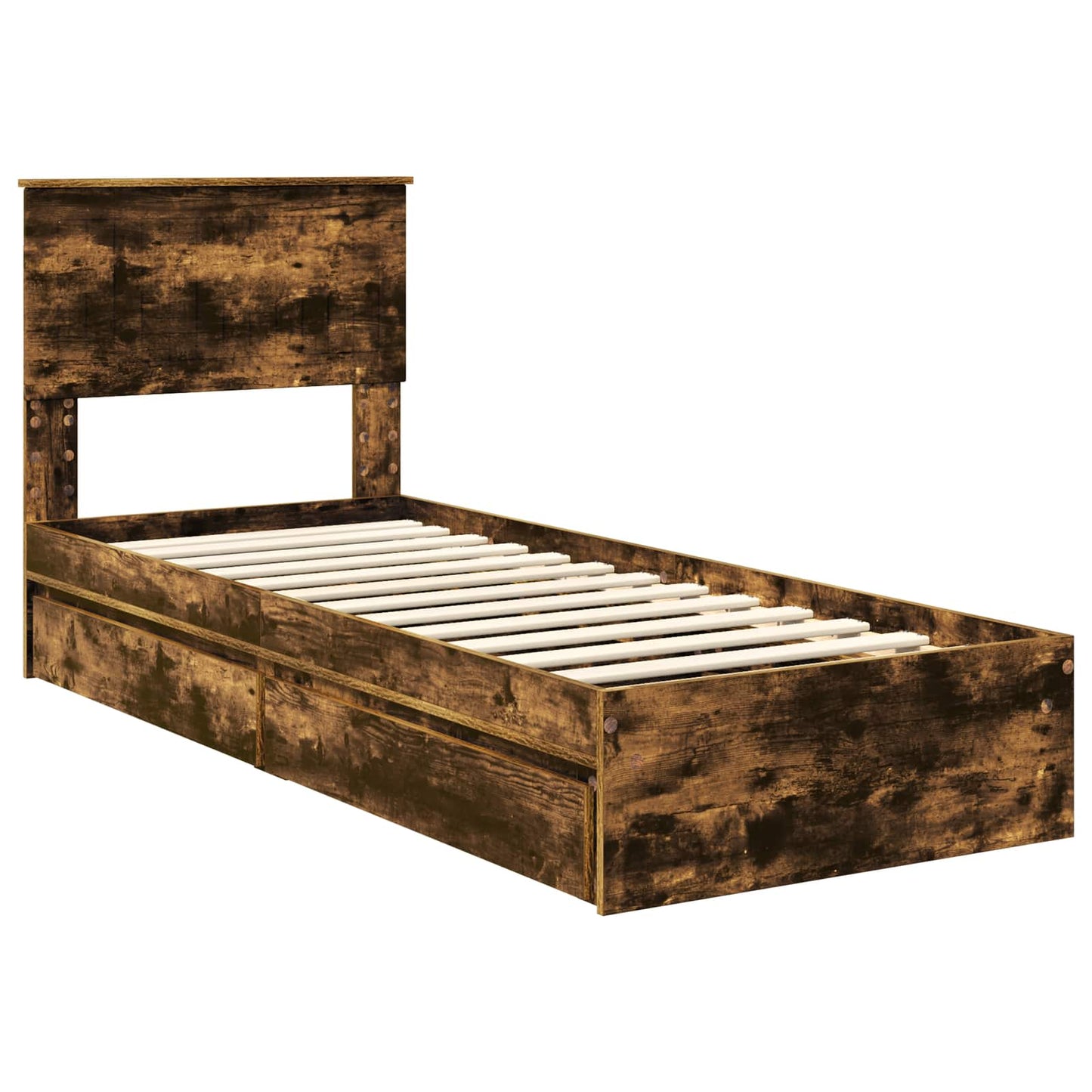 vidaXL Κρεβάτι Αποθήκης Καπνιστό Δρύς 75 x 190 cm Επεξεργασμένο Ξύλο