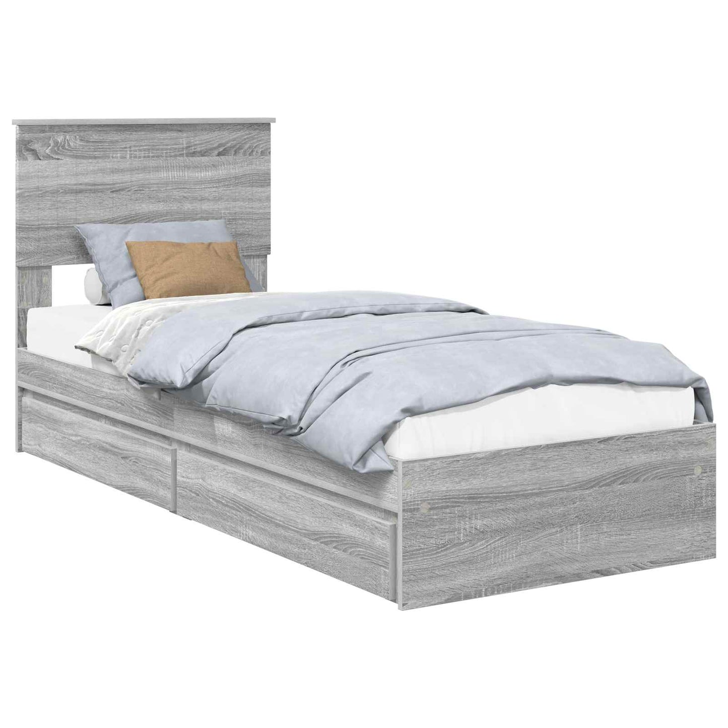 vidaXL Κρεβάτι Αποθήκης Γκρι Sonoma 75 x 190 cm Επεξεργασμένο Ξύλο