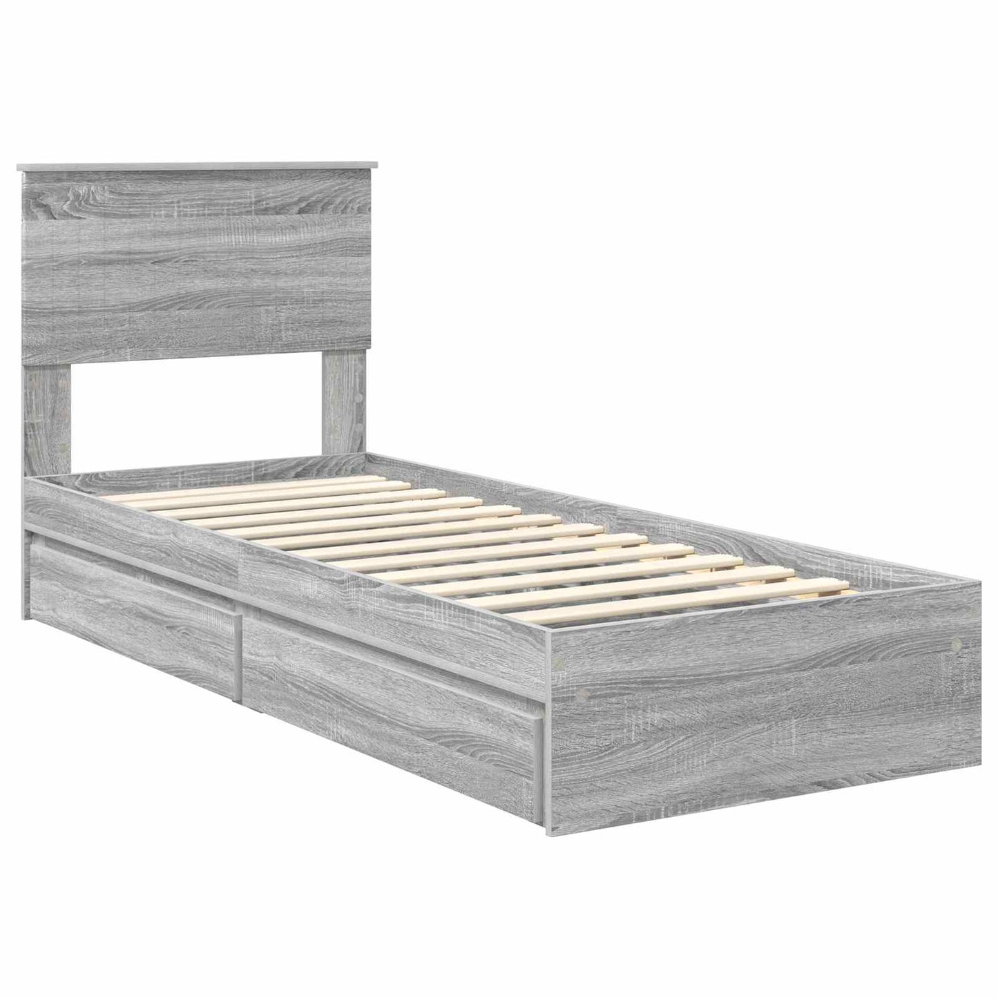 vidaXL Κρεβάτι Αποθήκης Γκρι Sonoma 75 x 190 cm Επεξεργασμένο Ξύλο