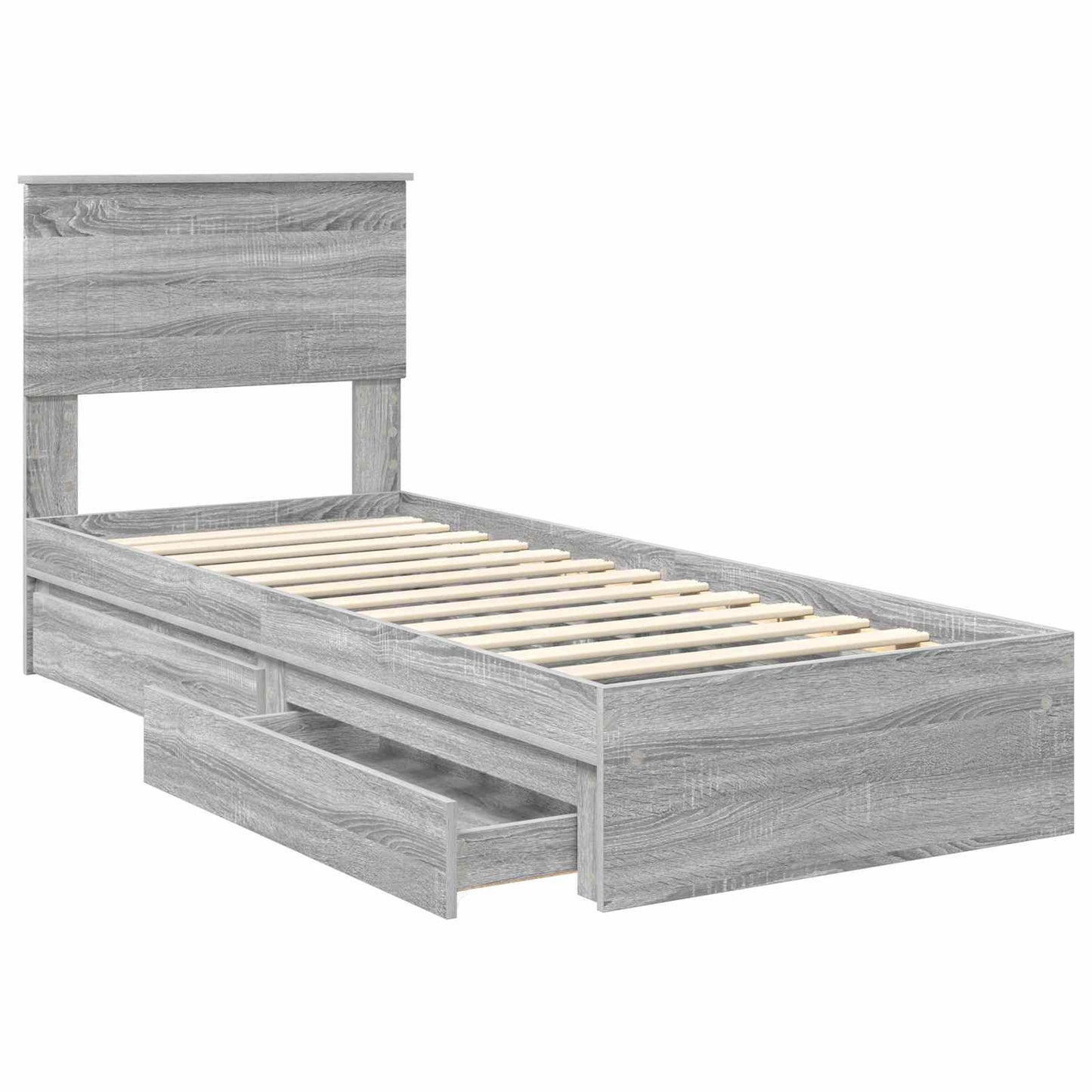 vidaXL Κρεβάτι Αποθήκης Γκρι Sonoma 75 x 190 cm Επεξεργασμένο Ξύλο