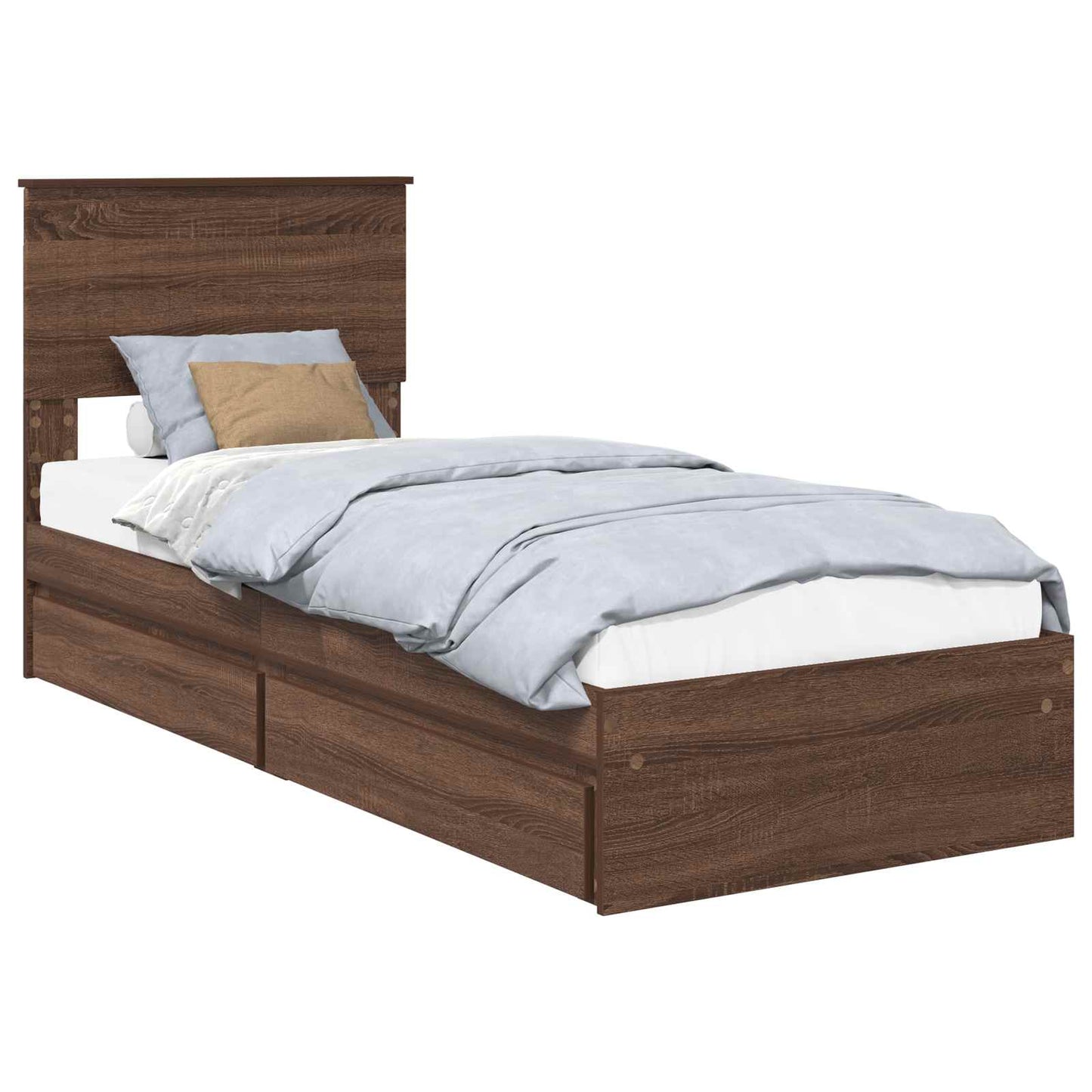 vidaXL Κρεβάτι Αποθήκης Καφέ δρυς 75 x 190 cm Επεξεργασμένο ξύλο