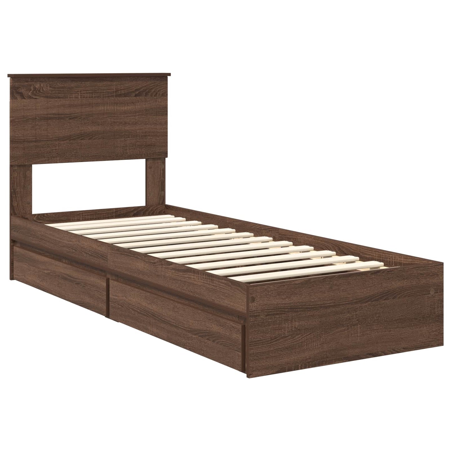 vidaXL Κρεβάτι Αποθήκης Καφέ δρυς 75 x 190 cm Επεξεργασμένο ξύλο