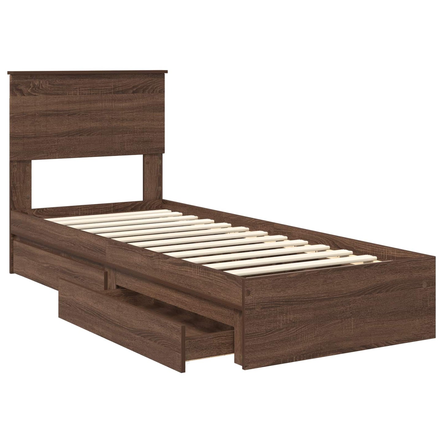 vidaXL Κρεβάτι Αποθήκης Καφέ δρυς 75 x 190 cm Επεξεργασμένο ξύλο