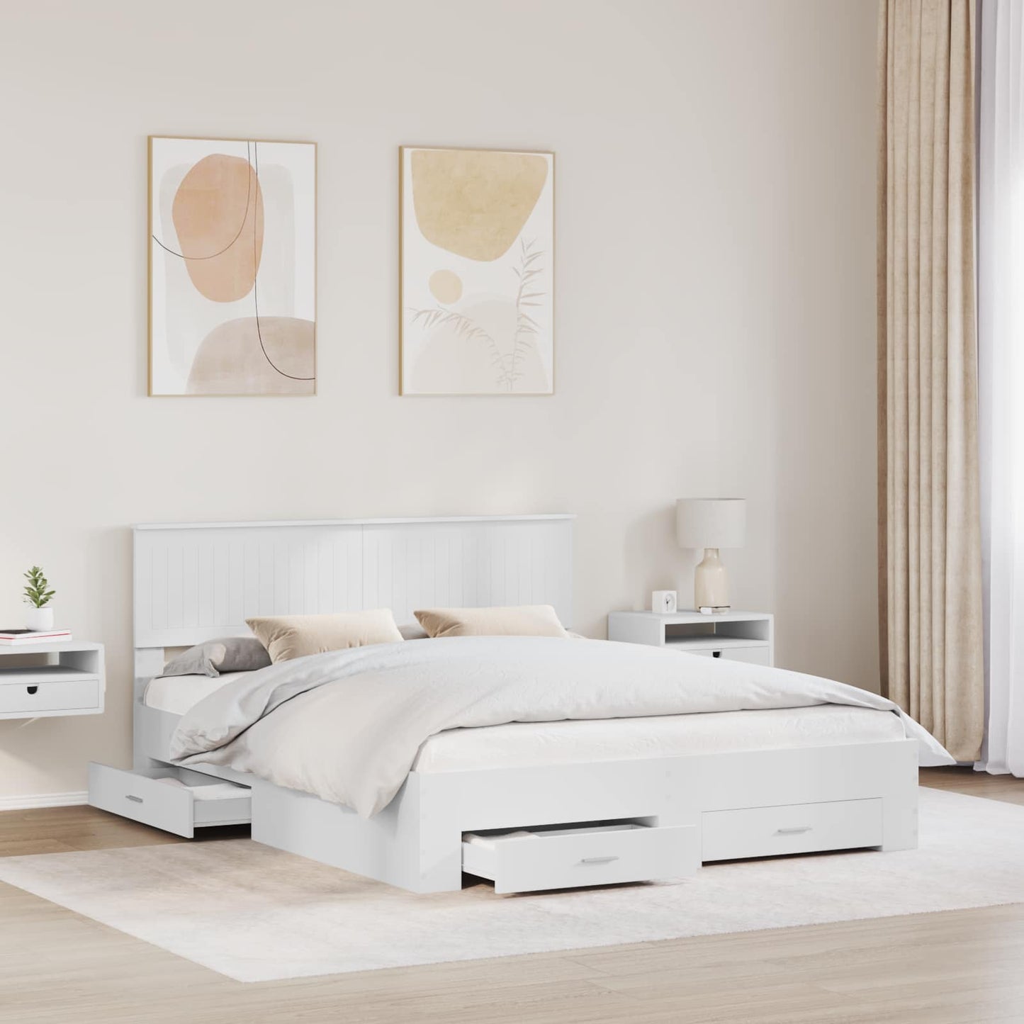 vidaXL Σκελετός Κρεβατιού Λευκό 160 x 200 cm Επεξεργασμένο ξύλο