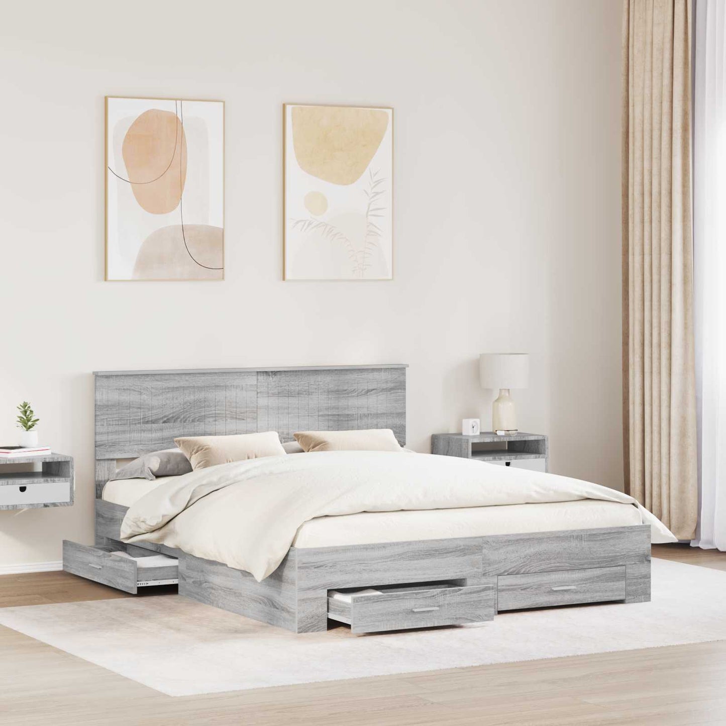 vidaXL Σκελετός Κρεβατιού Γκρι Sonoma 160 x 200 cm Επεξεργασμένο Ξύλο