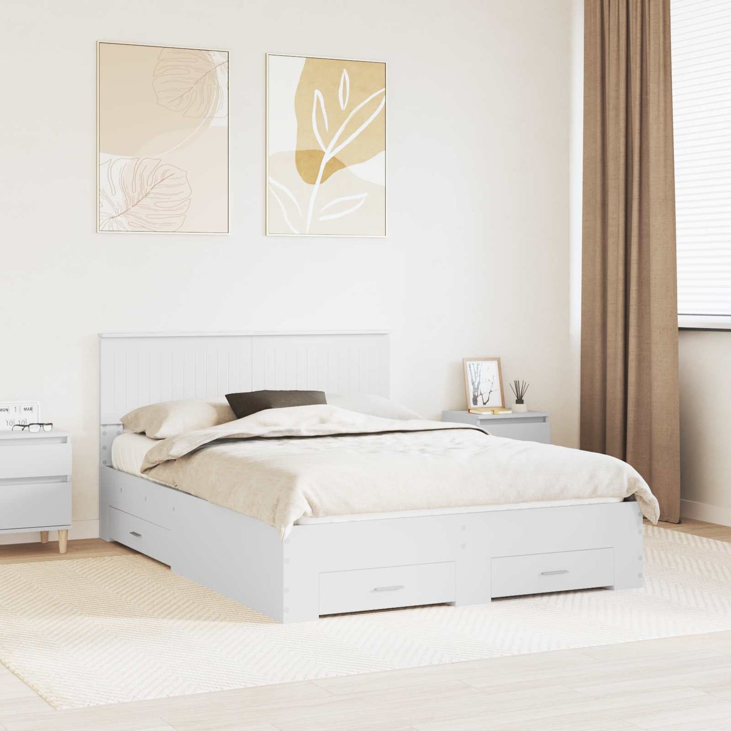 vidaXL Σκελετός Κρεβατιού Λευκό 140 x 190 cm Επεξεργασμένο ξύλο