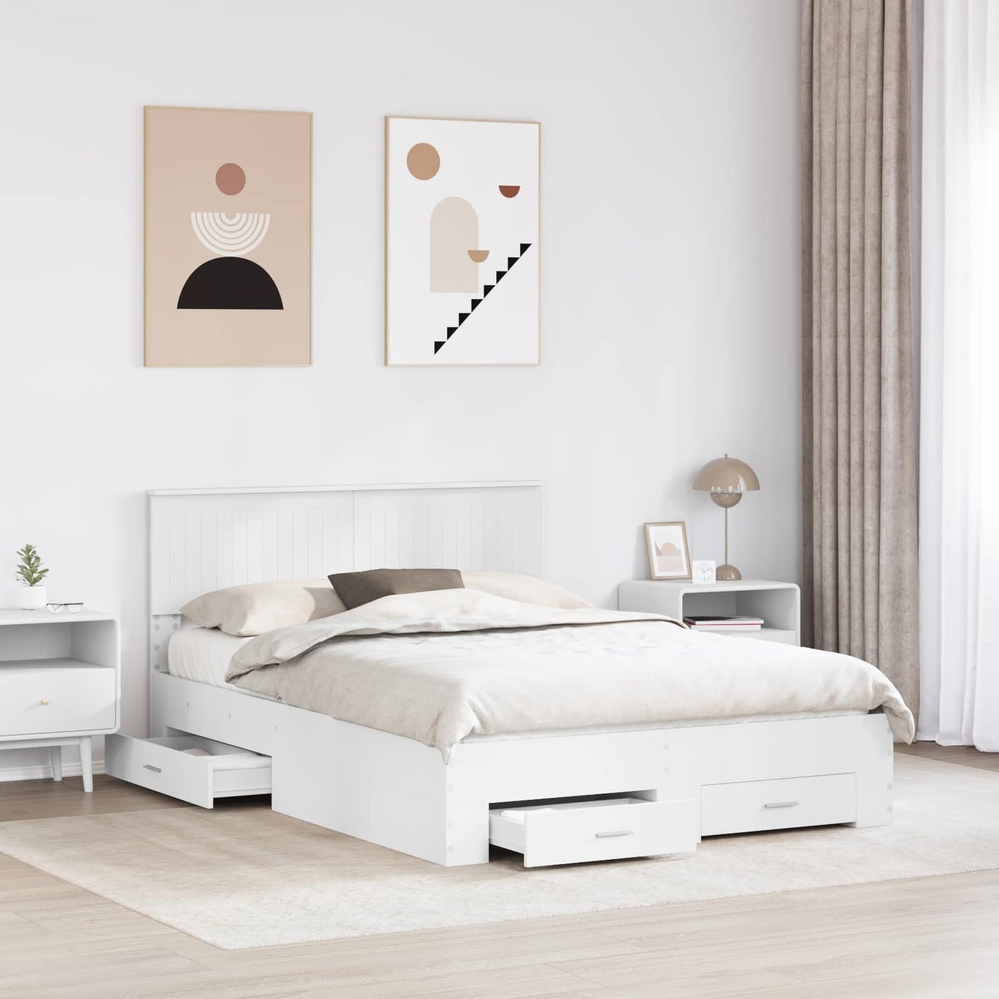 vidaXL Σκελετός Κρεβατιού Λευκό 140 x 190 cm Επεξεργασμένο ξύλο
