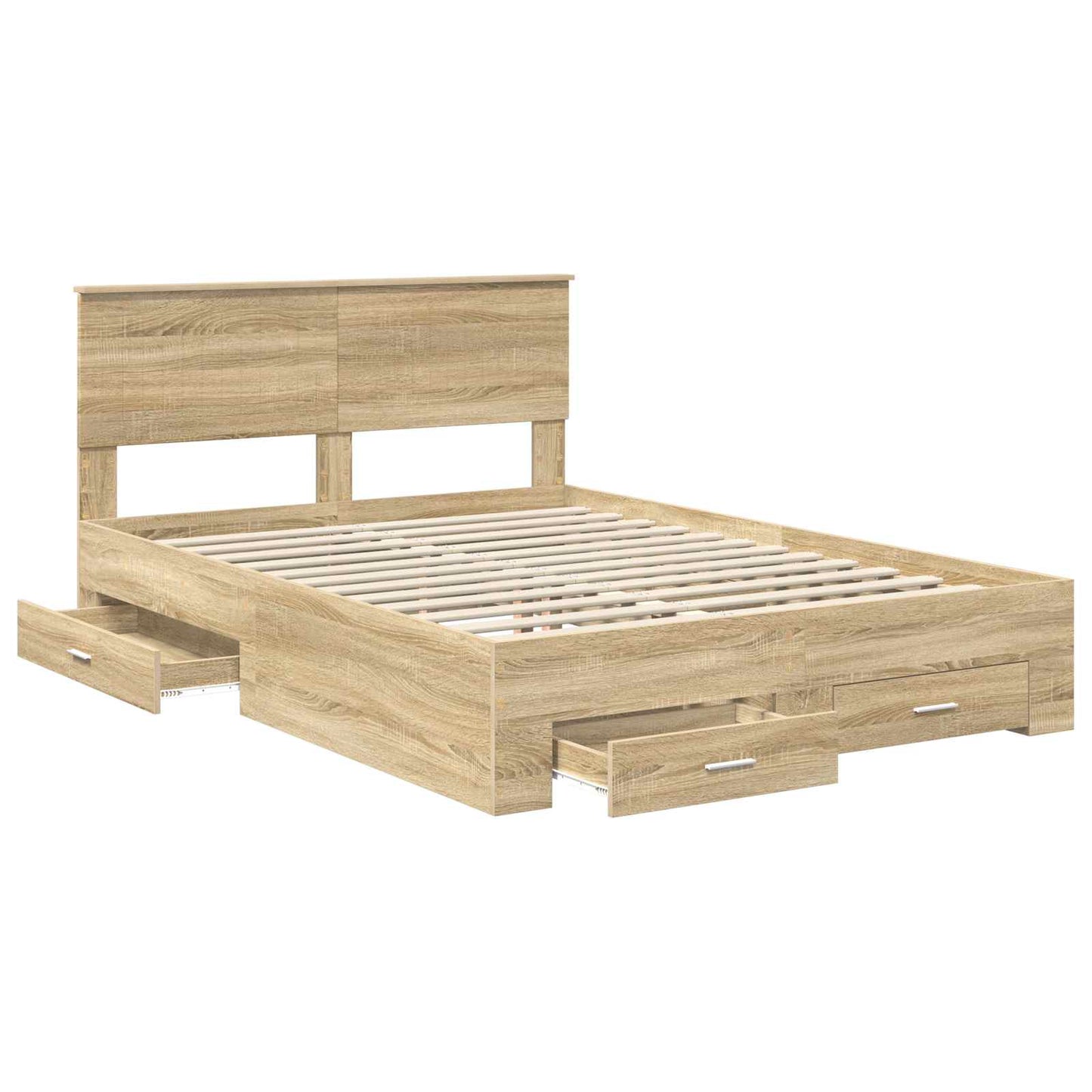 vidaXL Σκελετός Κρεβατιού Δρύς Sonoma 135 x 190 cm Επεξεργασμένο ξύλο