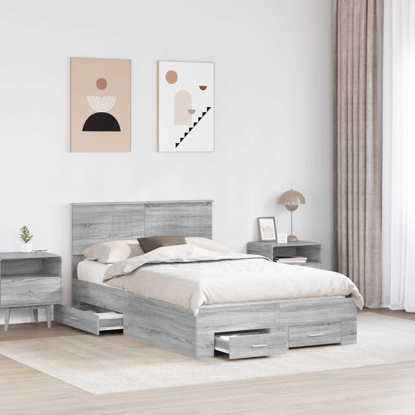 vidaXL Σκελετός Κρεβατιού Γκρι Sonoma 120 x 190 cm Επεξεργασμένο Ξύλο