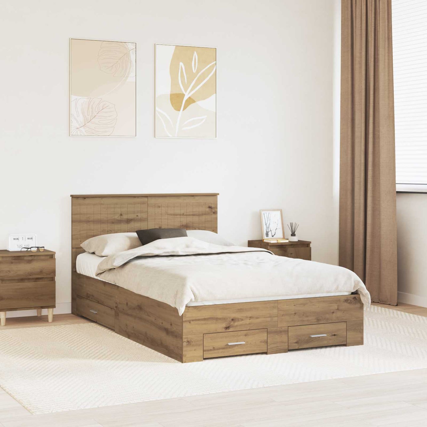 vidaXL Σκελετός Κρεβατιού Artisan Δρυς 120 x 190 cm Επεξεργασμένο Ξύλο