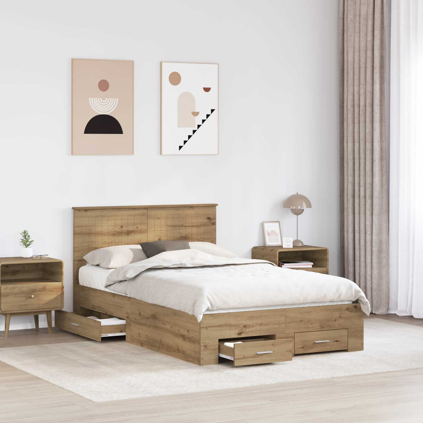 vidaXL Σκελετός Κρεβατιού Artisan Δρυς 120 x 190 cm Επεξεργασμένο Ξύλο