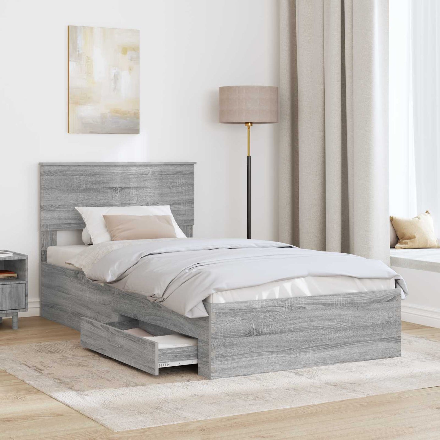 vidaXL Σκελετός Κρεβατιού Γκρι Sonoma 100 x 200 cm Επεξεργασμένο Ξύλο
