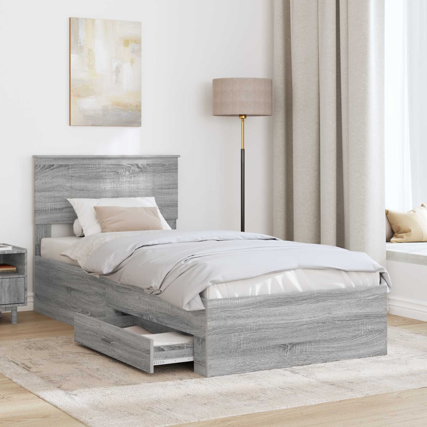 vidaXL Σκελετός Κρεβατιού Γκρι Sonoma 90 x 200 cm Επεξεργασμένο Ξύλο