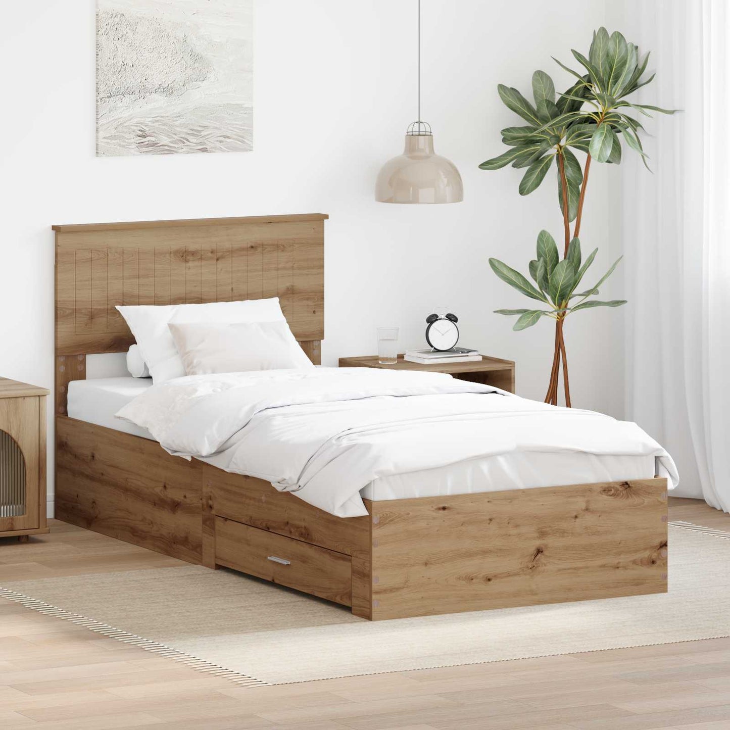 vidaXL Σκελετός Κρεβατιού Artisan Δρυς 90 x 200 cm Επεξεργασμένο Ξύλο