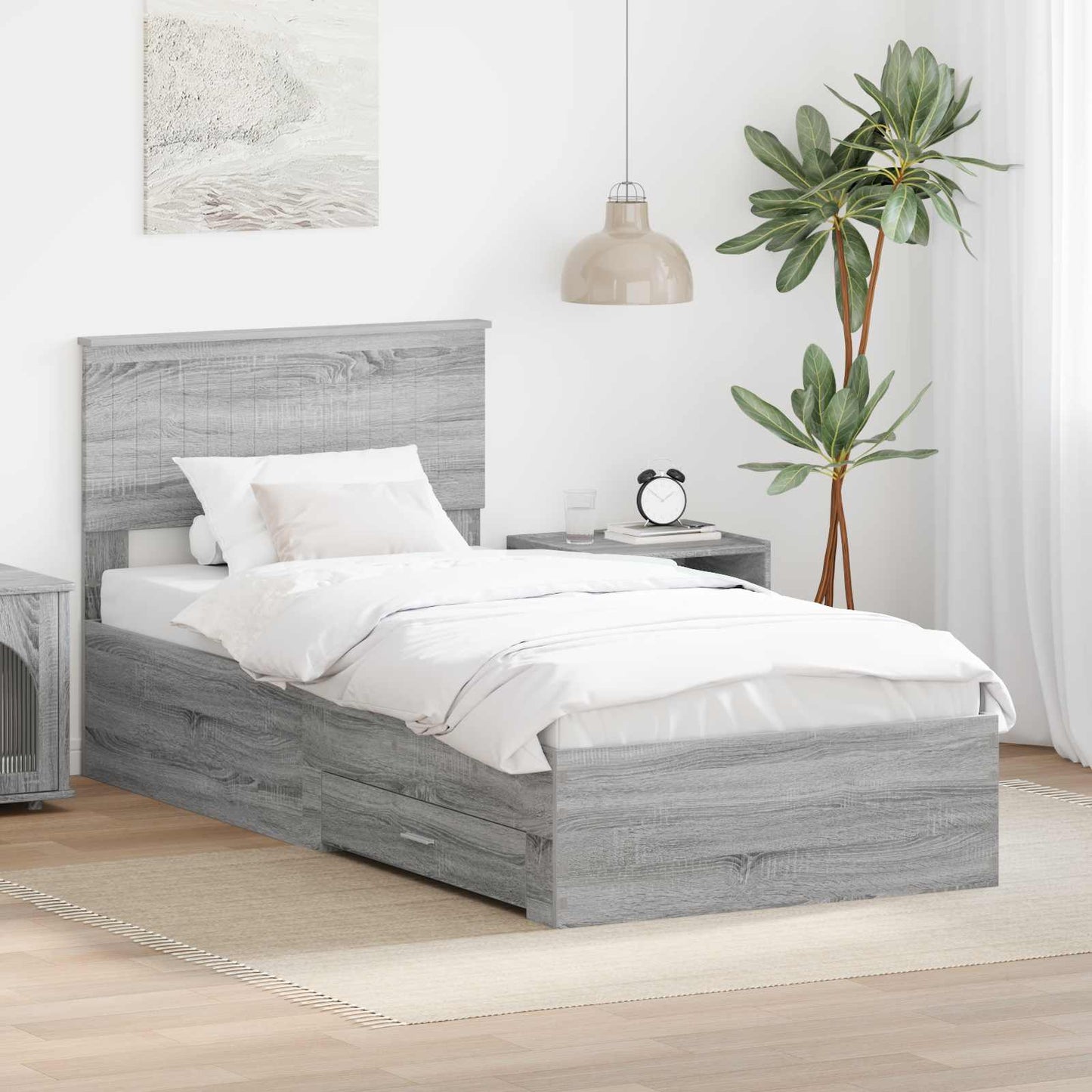 vidaXL Σκελετός Κρεβατιού Γκρι Sonoma 90 x 190 cm Επεξεργασμένο Ξύλο