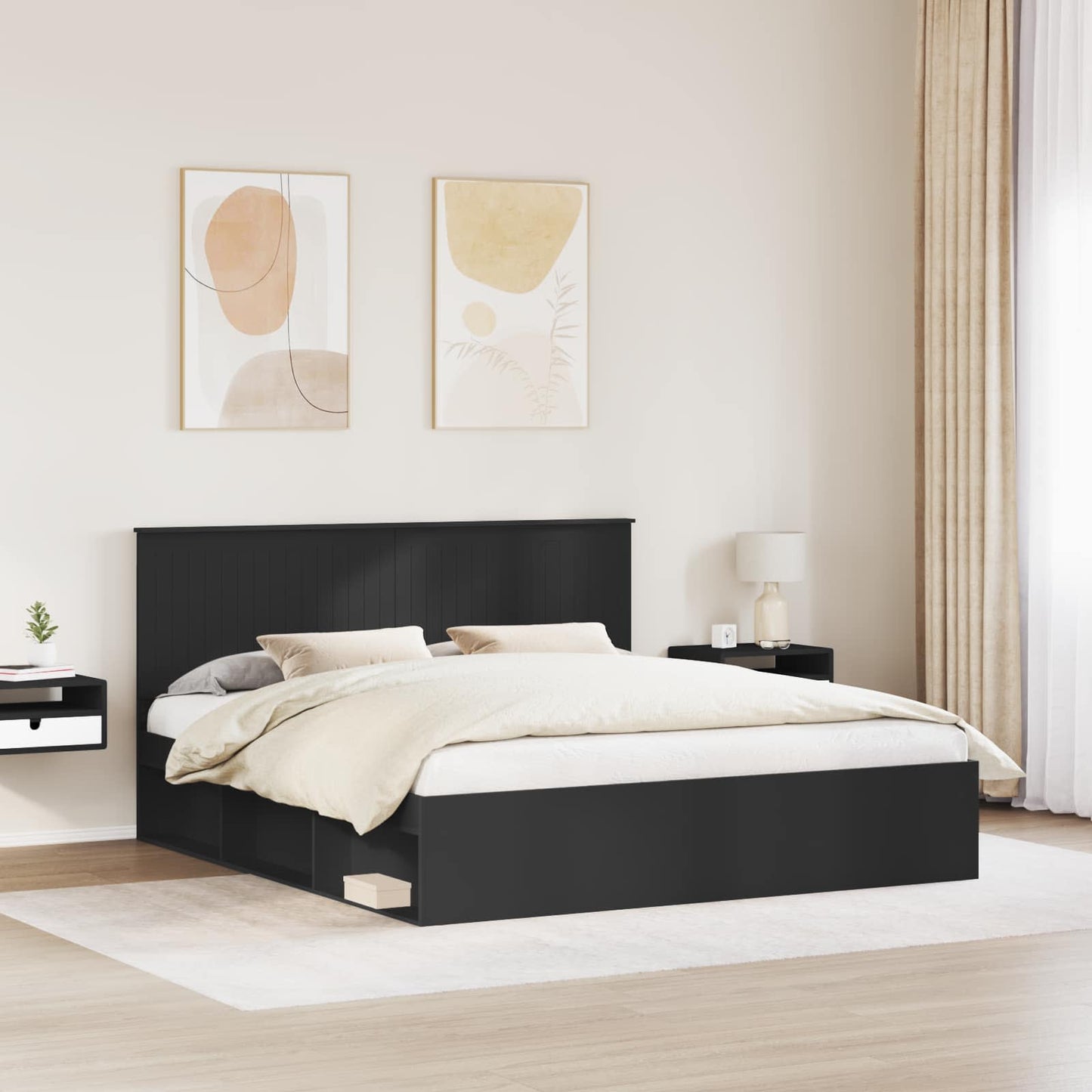 vidaXL Σκελετός Κρεβατιού Μαύρο 180 x 200 cm Στερεά ξυλεία πεύκου