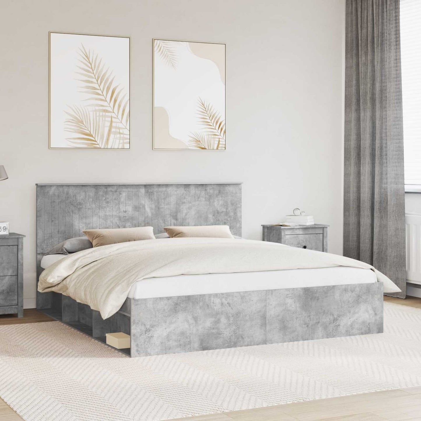 vidaXL Σκελετός Κρεβατιού Σκυρόδεμα 180 x 200 cm Στερεά ξυλεία πεύκου