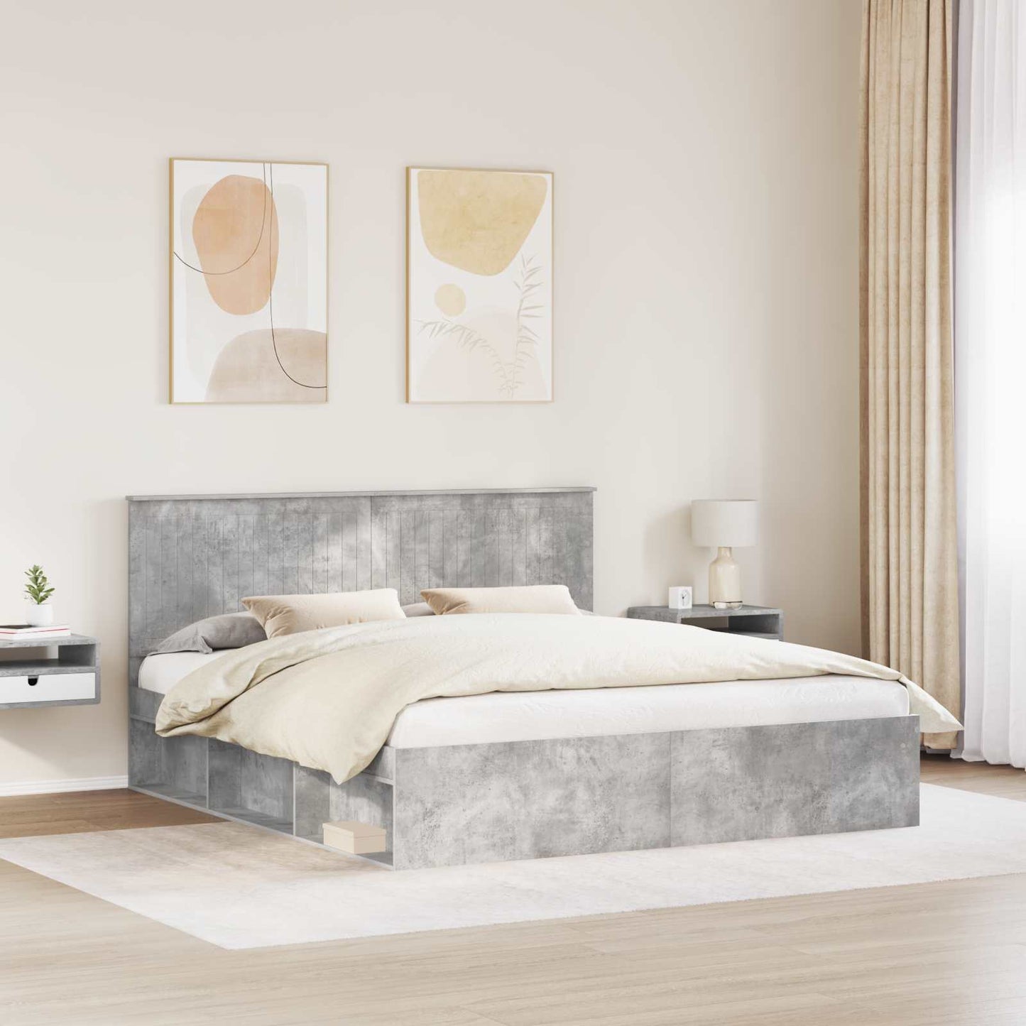 vidaXL Σκελετός Κρεβατιού Σκυρόδεμα 180 x 200 cm Στερεά ξυλεία πεύκου