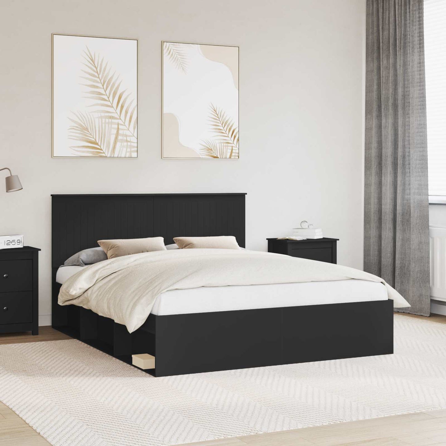vidaXL Σκελετός Κρεβατιού Μαύρο 160 x 200 cm Στερεά ξυλεία πεύκου