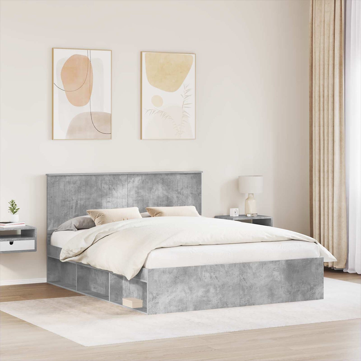 vidaXL Σκελετός Κρεβατιού Σκυρόδεμα 160 x 200 cm Στερεά ξυλεία πεύκου